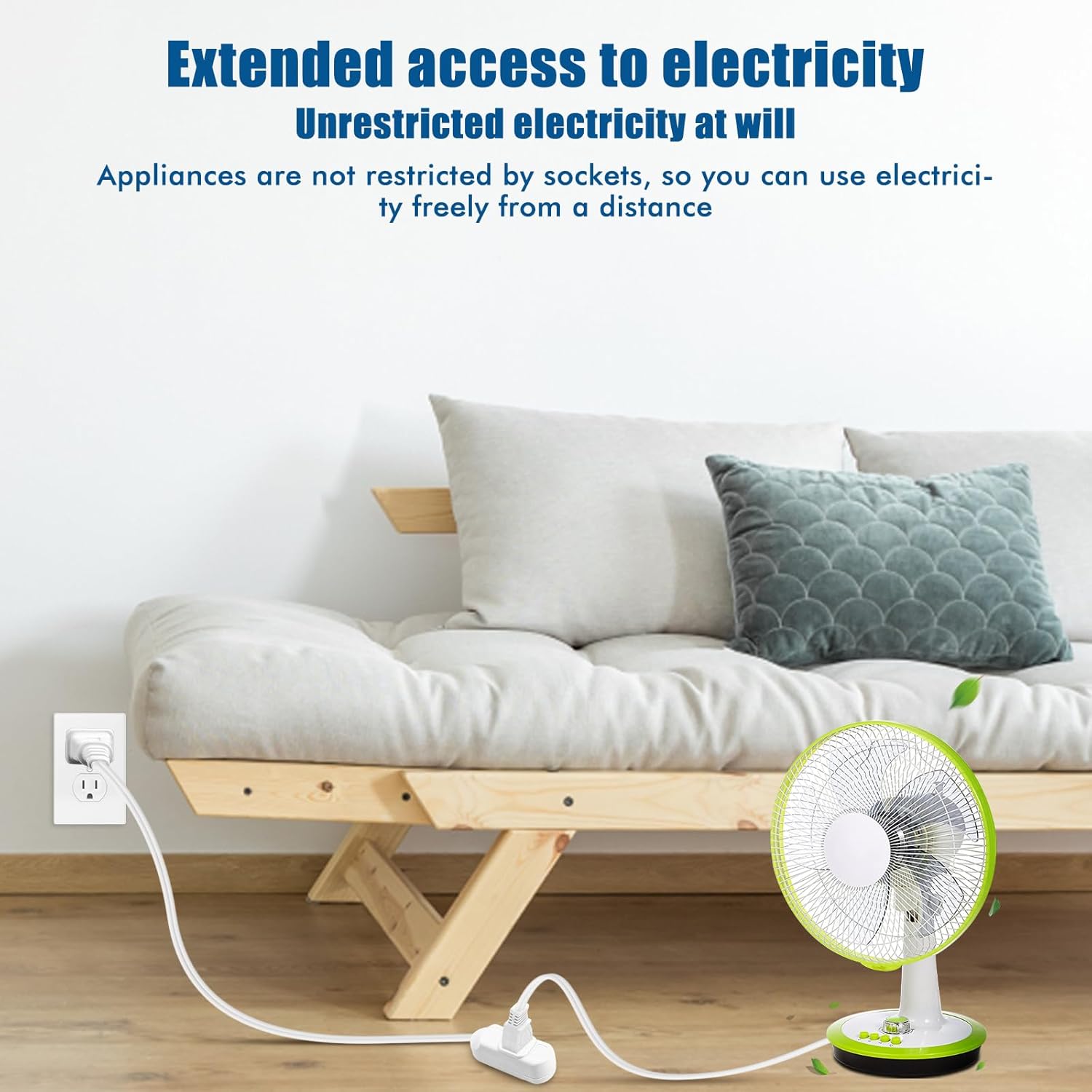 ZPSHYD Indoor Extension Cord, 14.7ft SPT-2 White Power Cable 16 AWG 13A 1625W with 3 Outlets and Safety Cover, 2 Prong Cable for Home, Office, RV, Multi-Device Charging