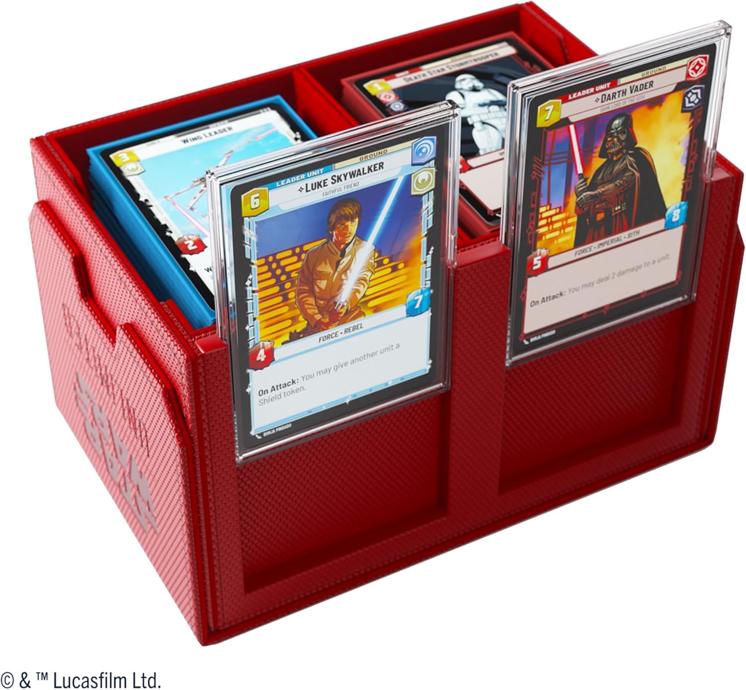 Gamegenic Star Wars Unlimited DOUBLE DECK POD - Elevate Your Gaming Experience! Premium Deck Box, Holds 120 Double-Sleeved Cards, Designed for the Star Wars Unlimited TCG, Red Color, Made