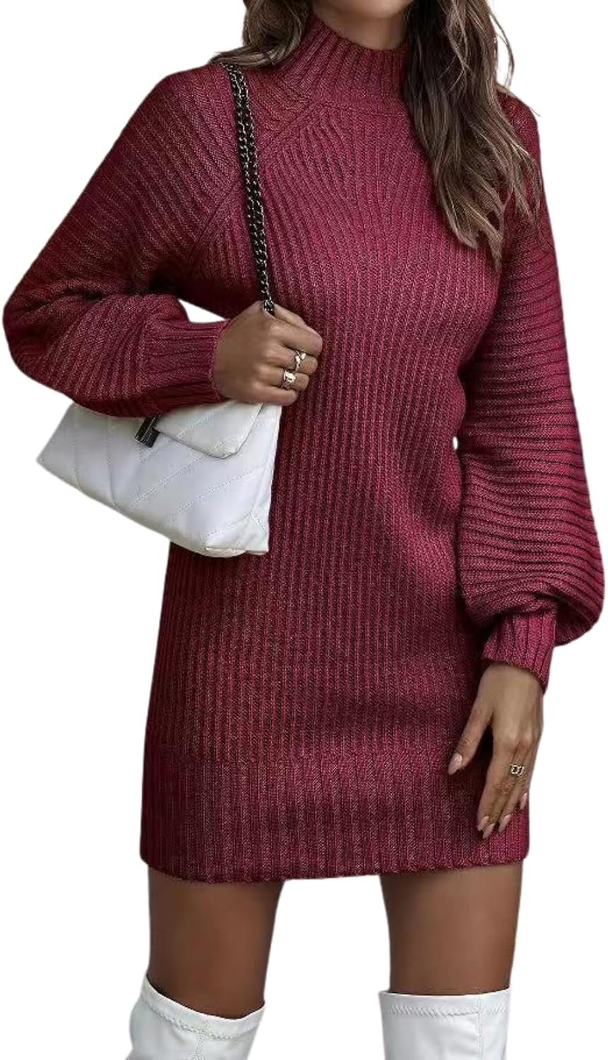 Women's Oversized Turtleneck Sweater Batwing Sleeve Ribbed Knit Loose Fit Long Sleeve Elegant Fall Winter Wear
