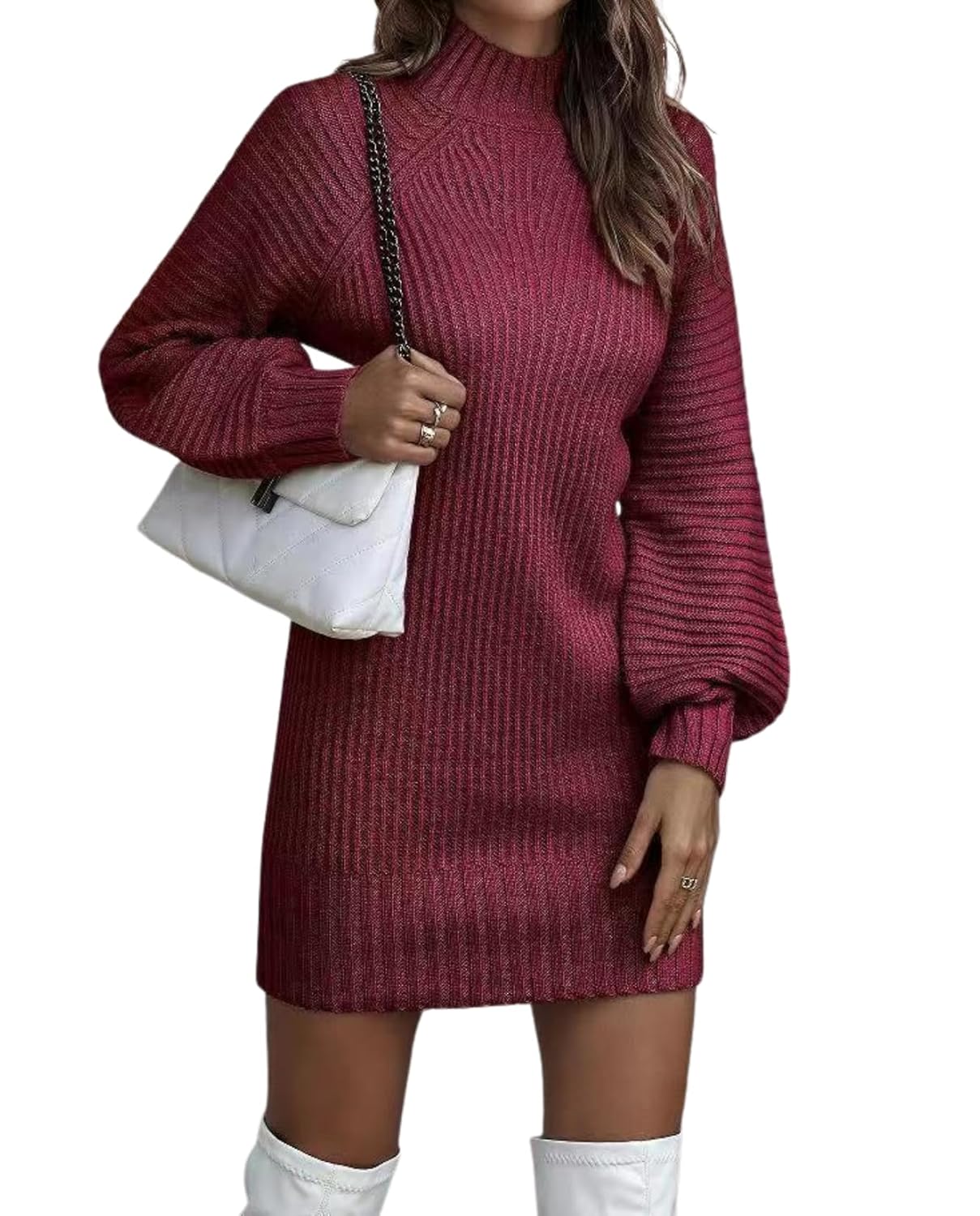 Womens Oversized Turtleneck Sweater Batwing Sleeve Ribbed Knit Loose Fit Long Sleeve Elegant Fall Winter Wear