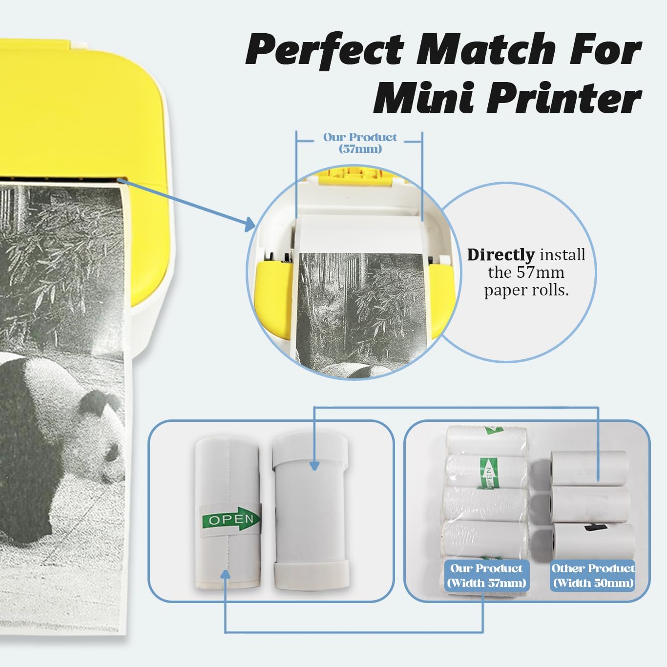 10 Rolls Self-Adhesive Thermal Paper, Glossy Thermal Printer Paper for Mini Portable Printer, 57 x 25mm, Thermal Labels for Most Pocket Printer - Image 4