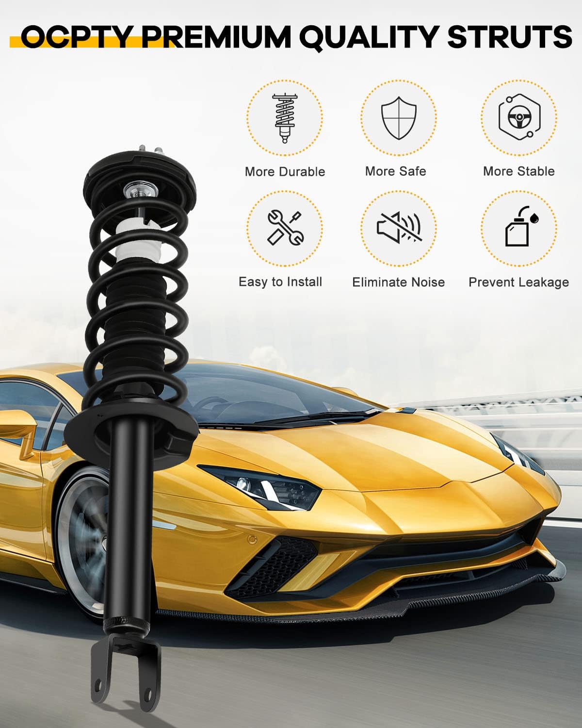 Spring Strut Assembly,OCPTY Complete Struts Shocks Fits 2008 2009 2010 2011 2012 for Honda for Accord 172562R 172562L 172563 Replace Strut