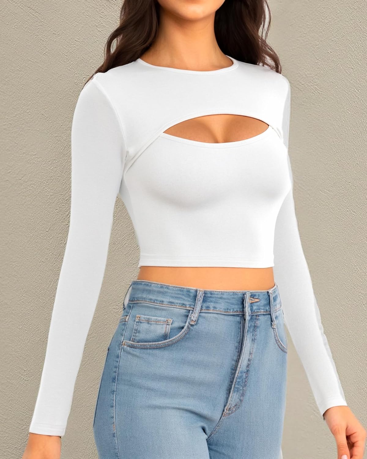 CLOZOZ Cut Out Tops for Women Sexy Crewneck Crop Top Slim Fitted T-Shirts Going Out Tops - Image 6