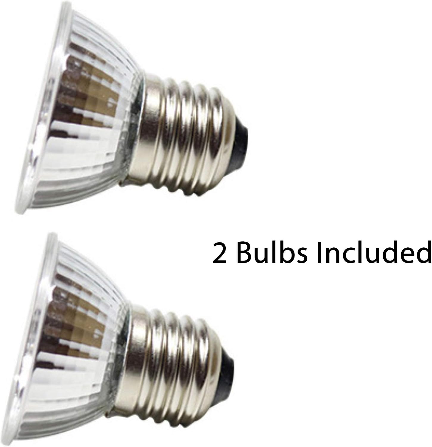 2-Pack 25W UVA UVB White Lamp Lights with Bulbs| Heat and Light for Reptiles and Amphibian Tanks, Terrariums Cages | Adjustable and Rotates 360° | Clip or Hang Light | Works with Various Light Bulbs