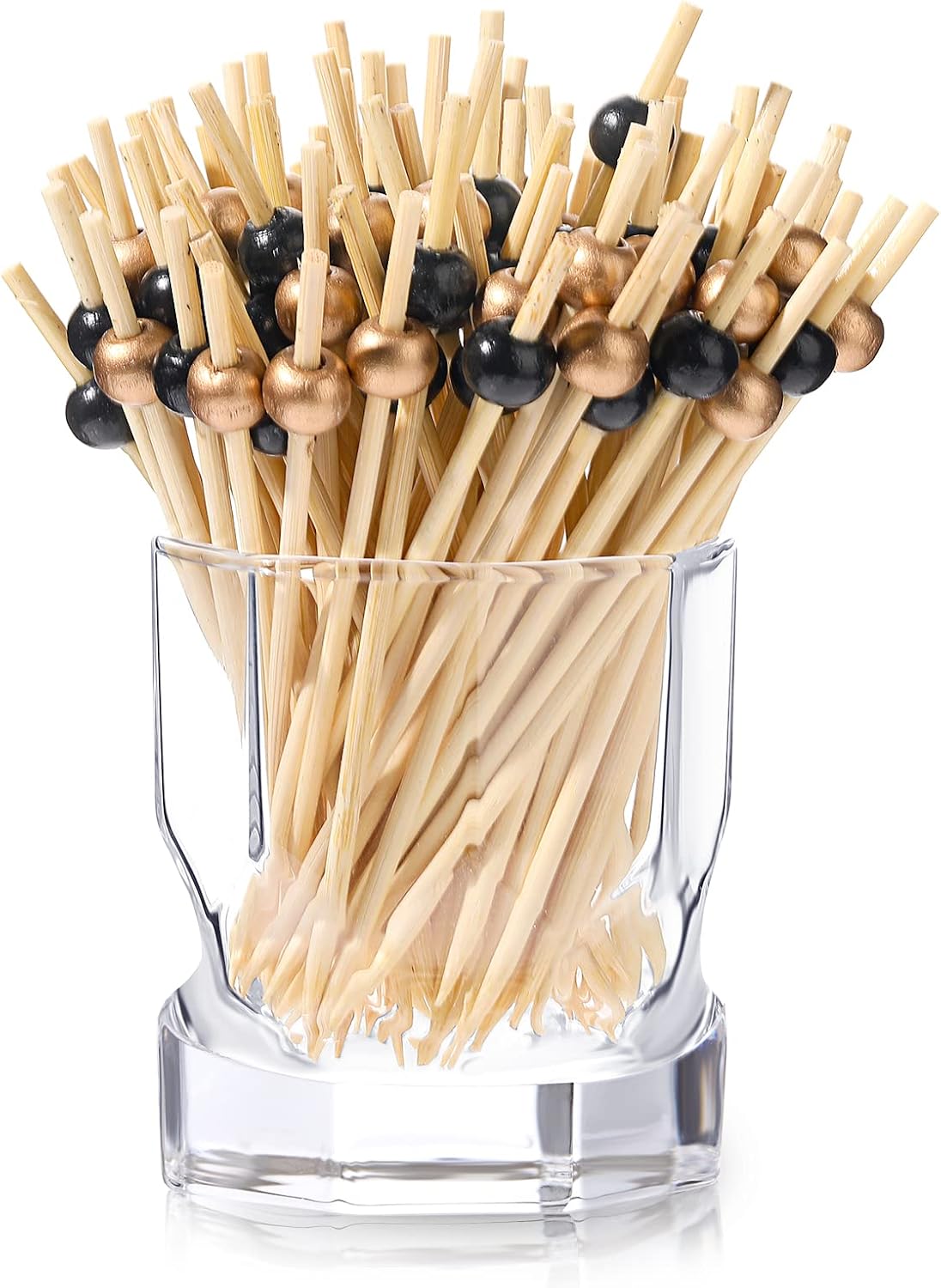 Patelai 120 Pcs Cocktail Picks 4.7 Inch Fancy Toothpicks, Gold, Black