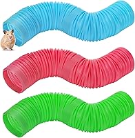 ZENFUN 3-Pack Collapsible Hamster Tunnels - Stretchable Plastic Tubes for Guinea Pigs, Chinchillas, Rats, Ferrets, Dwarf Rabbits