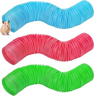 ZENFUN 3-Pack Collapsible Hamster Tunnels - Stretchable Plastic Tubes for Guinea Pigs, Chinchillas, Rats, Ferrets, Dwarf Rabbits