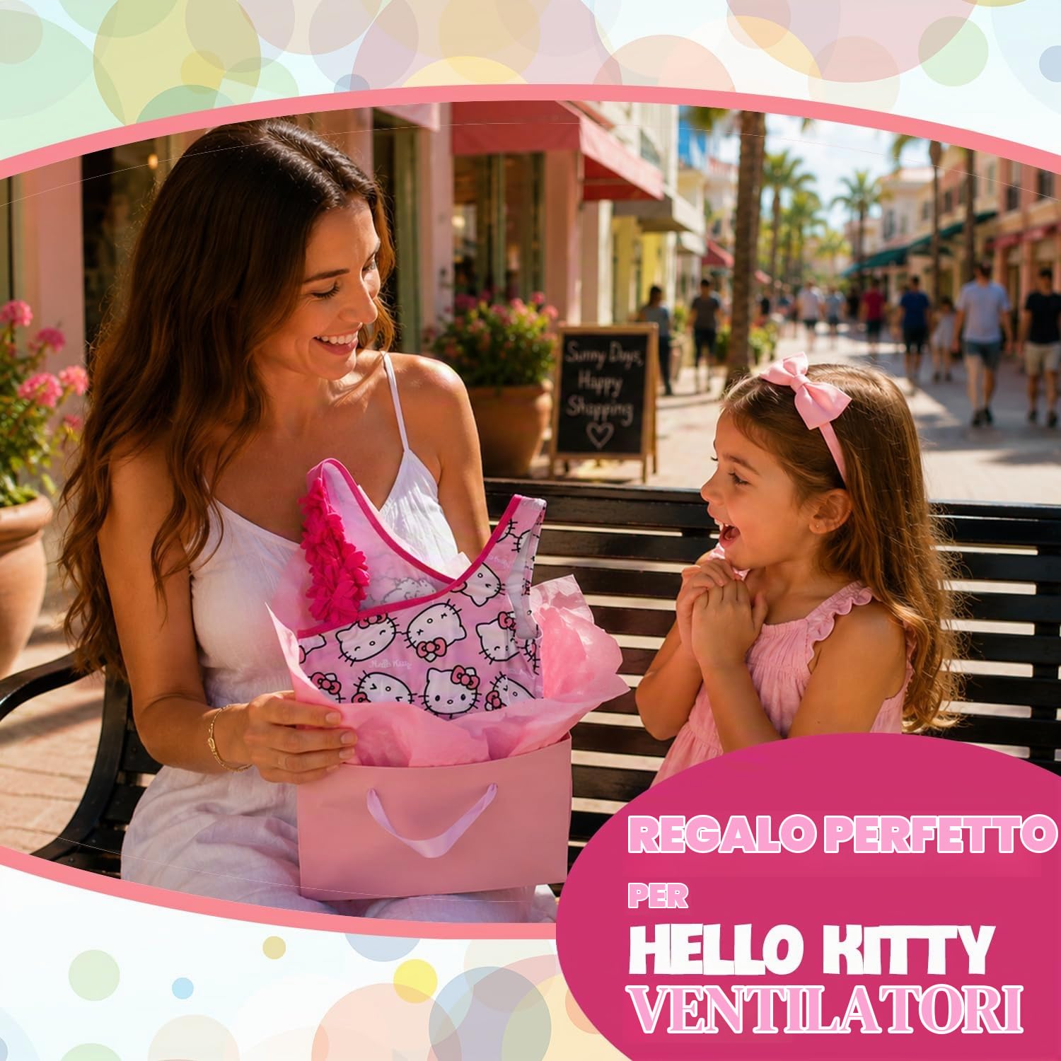 Hello Kitty – Costume da bagno 2 pezzi da ragazza | Bikini da bambino rosa con spalline floreali e volant glitterati | 85% poliestere, 15% elastan, taglie 3-7 anni | Sanrio Official