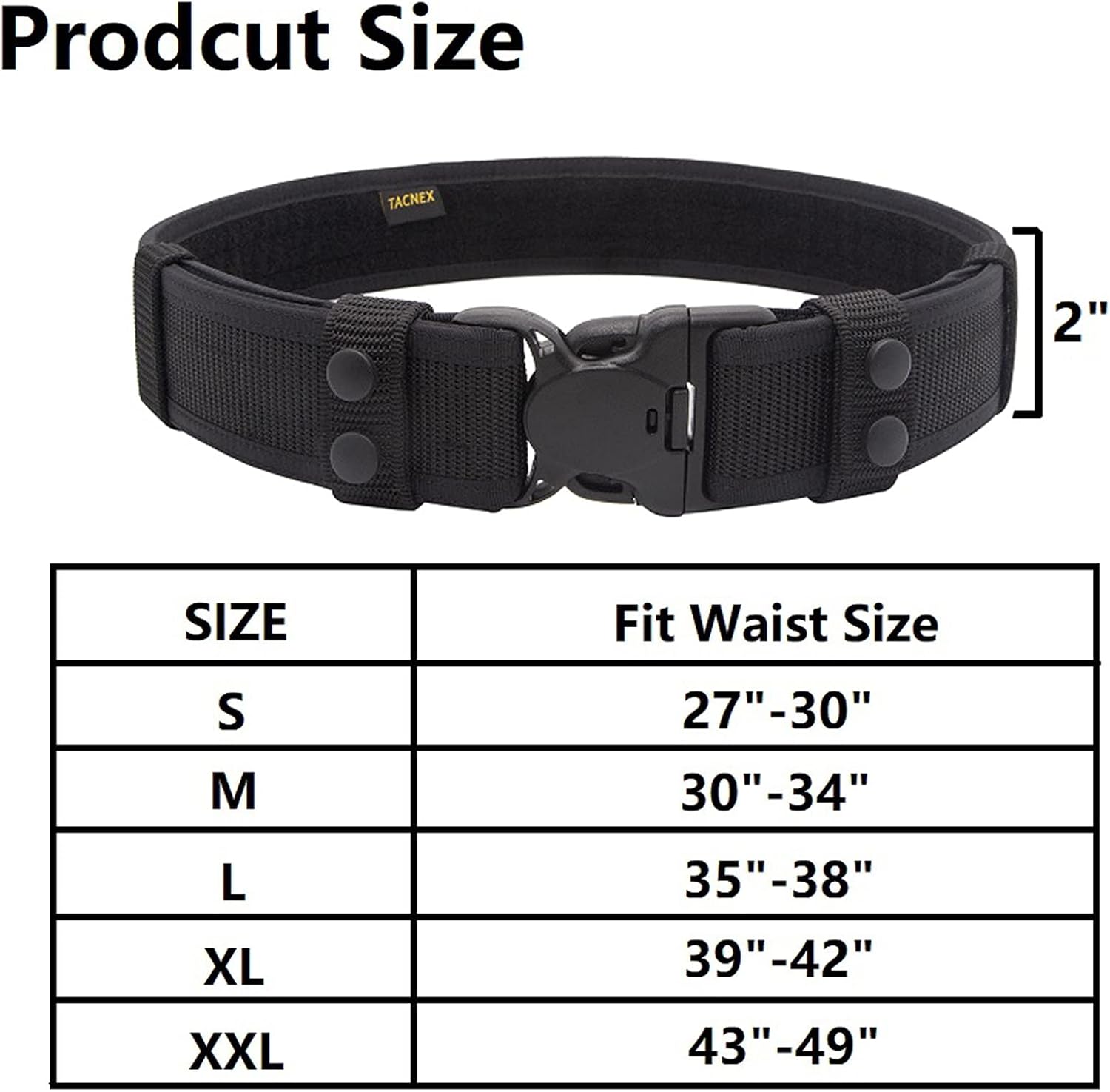Duty Belt with Loop Liner 2 Keepers + Inner Belt with Hook Liner L(35"-38")