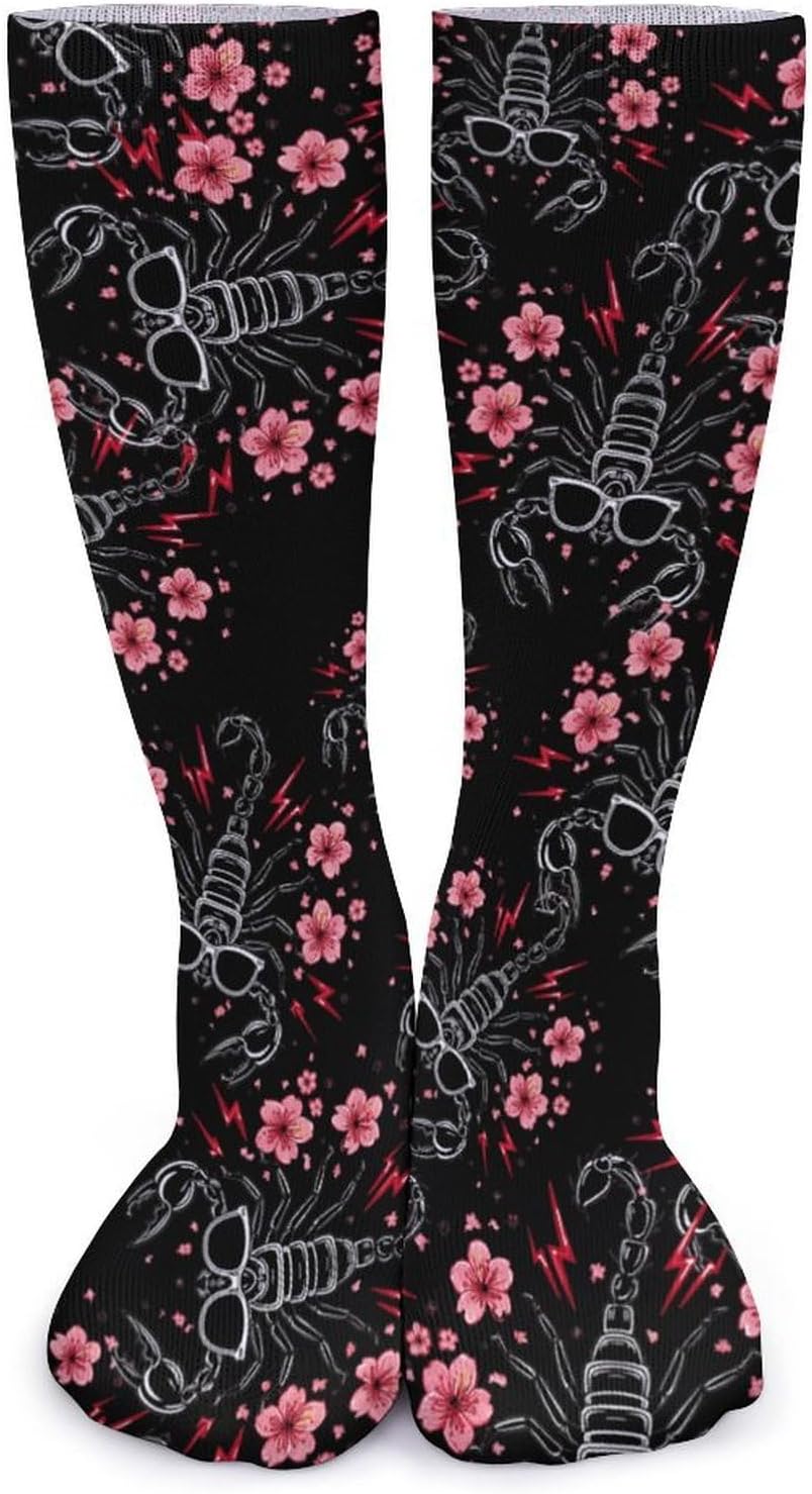 Scorpions Print Knee High Socks Casual Long Stockings Over Calf Sock Tube for Women Men