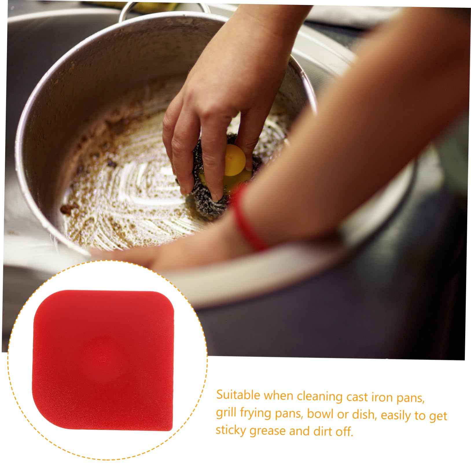 GRIRIW 5pcs Cast Iron Pan Cleaning Tool Grill Pan Scraper Cookware Cleaning Tools Kitchen Accessories Easy to Use