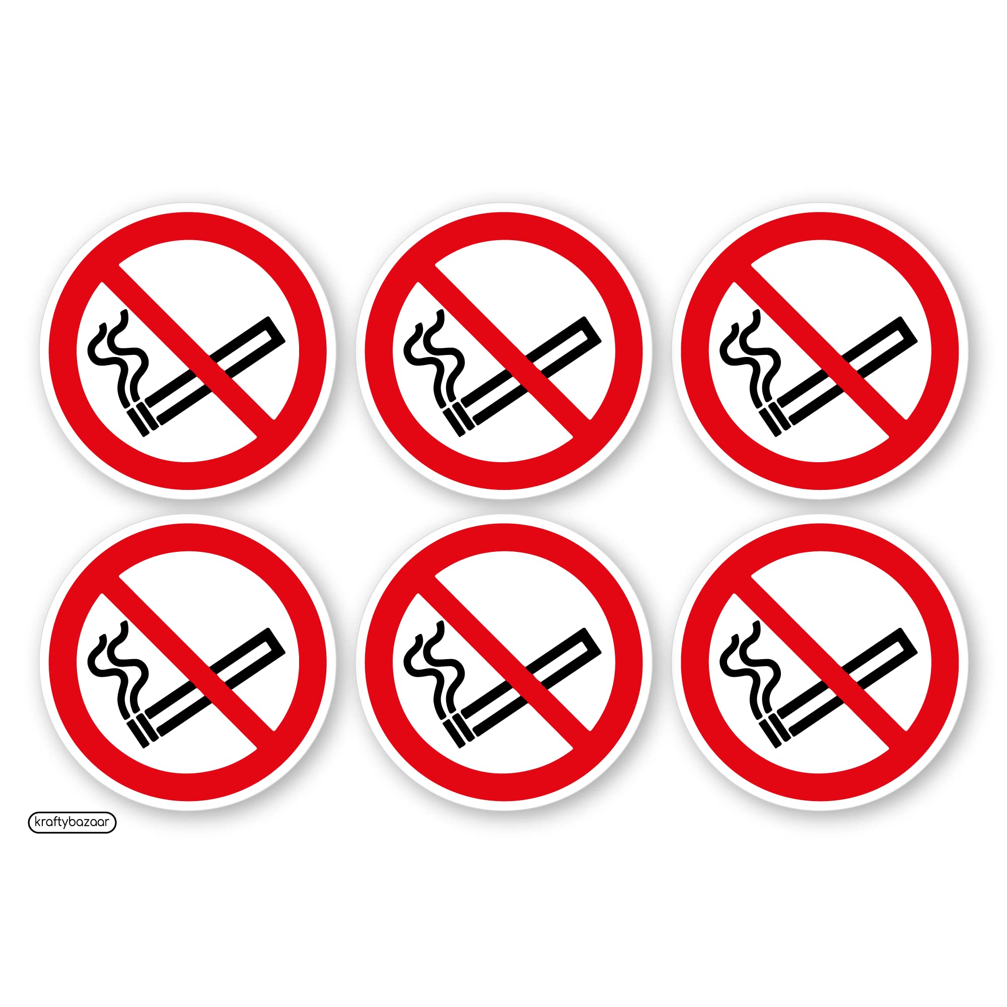 Pack of 240 White No Smoking Symbols, Prohibition Safety Signs, 62mm Waterproof Indoor/Outdoor Stickers