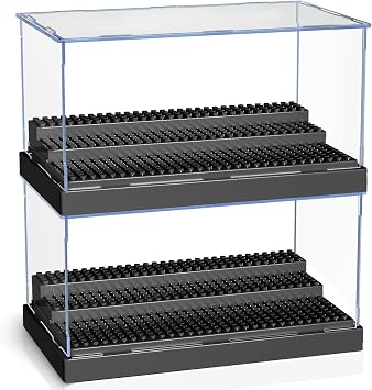 KKU Minifig r Aksiyon Fig rleri Bloklar  i in Vitrin, Akrilik Minifig r Vitrin Kutusu Saklama Kutusu, 3 Hareketli Ad ml ,  ocuklar, Yeti kinler i in Hediye, Siyah - 2li Paket