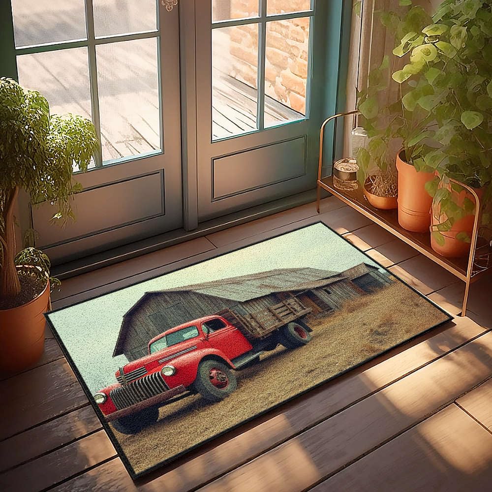 Paillasson extérieur 65x90 cm uni tapis grange et camion rouge