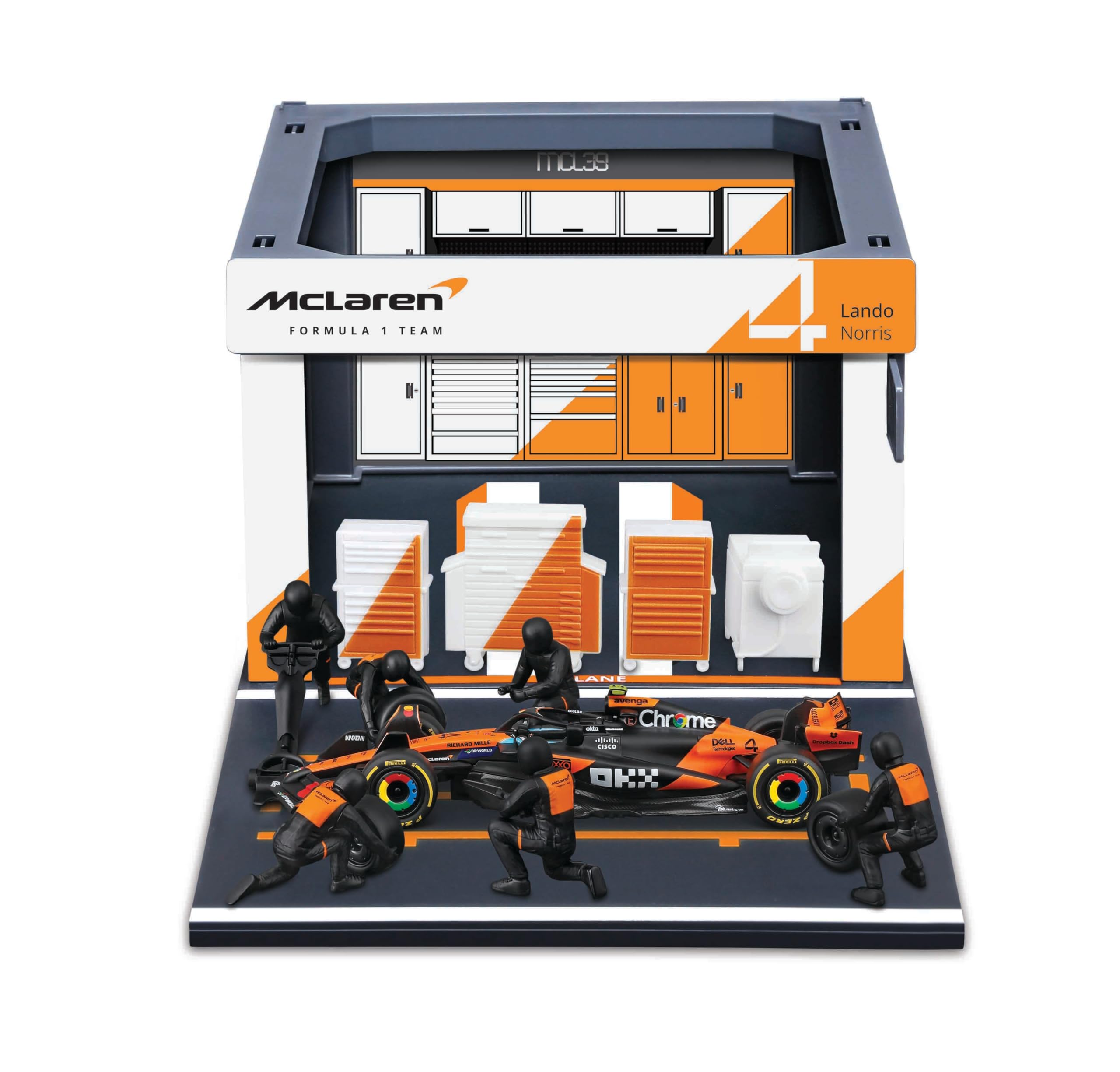 Bburago 1:43 McLaren MCL39 2025 Pit Pass Diorama Lando Norris Model Car