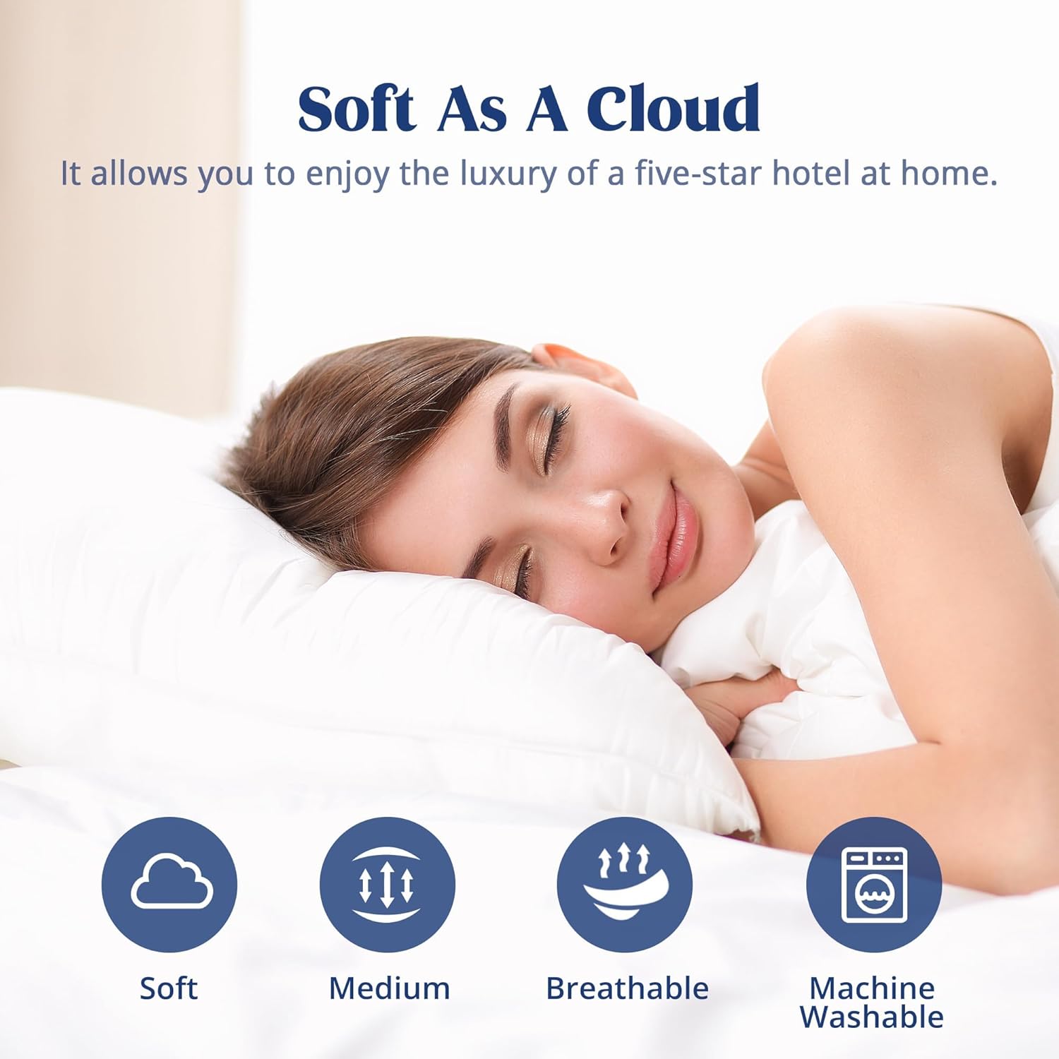 puredown® goose feather down pillows standard size set of 2, soft fluffy luxury hotel collection bed pillow for back, stomach or side sleeper. 02 white standard (pack of 2)