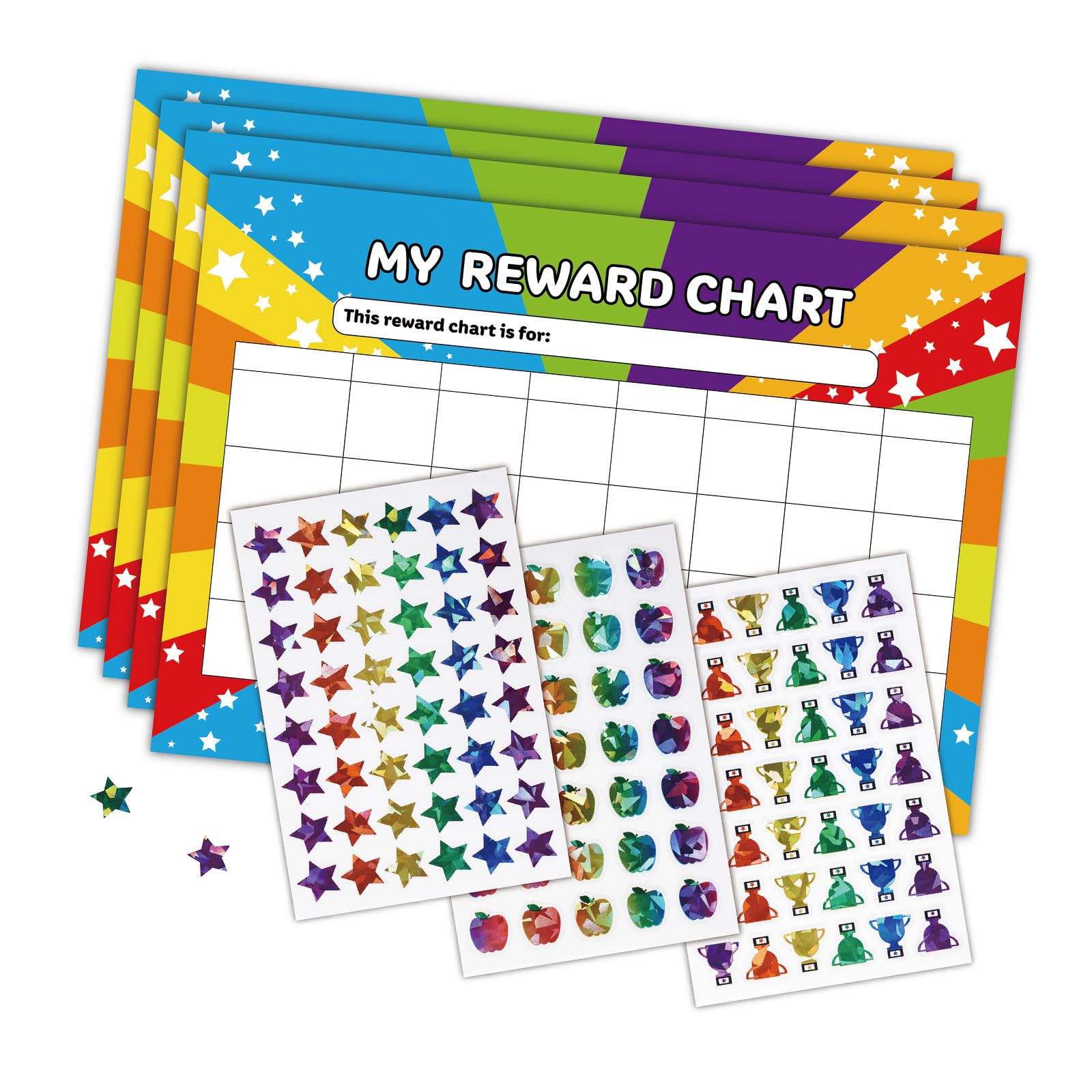 BWANGIAO Colored Star Reward with My Reward Chart Card For Good Behavior Homework and Daily Chore Tracking