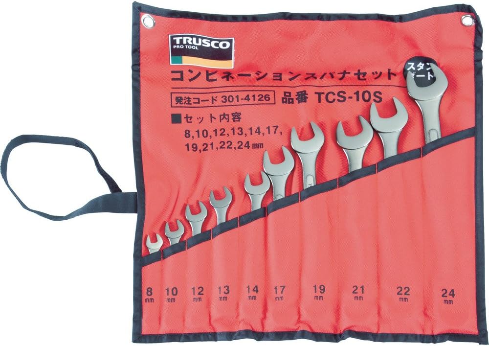 TRUSCO TCS-10S Standard Combination Spanner Set, Set of 10
