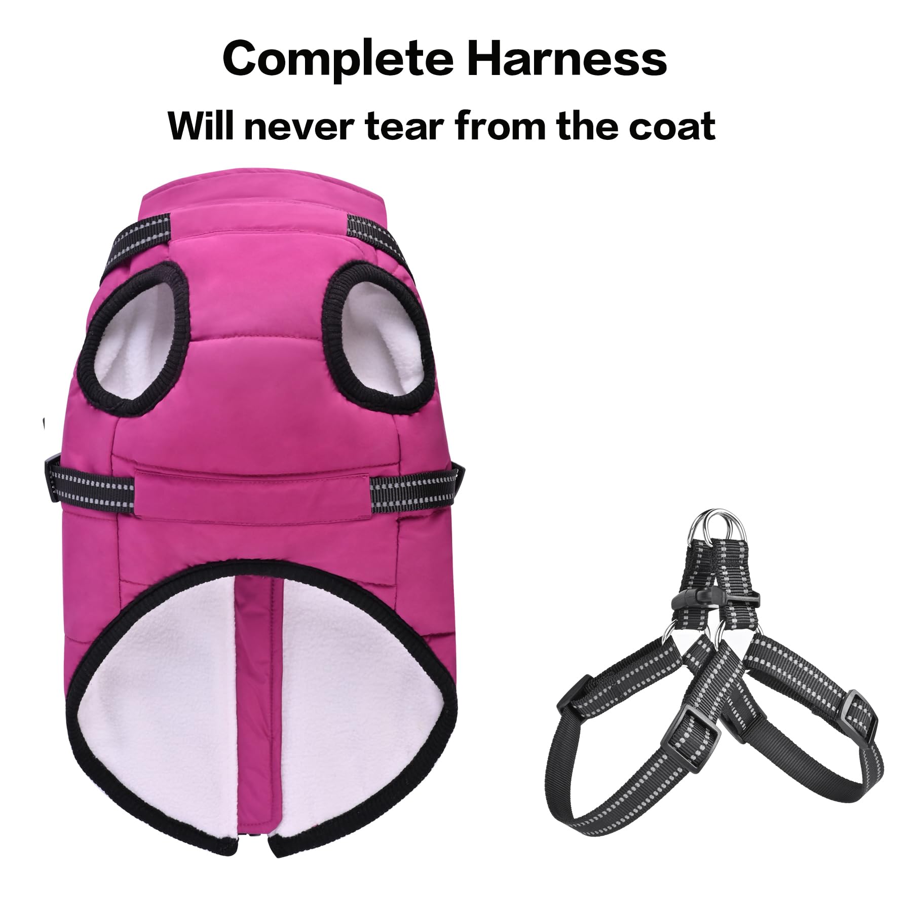 Jacket With Harness, Waterproof Winter Coat for Small Medium Large Dogs Warm for Chihuahua Teddy Labrador French Bulldog - Image 2