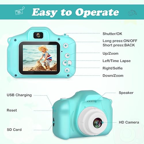 Miniatura 2 de Zeacool Cámara para niños, cámara de video digital HD, juguetes para niños de 3, 4, 5, 6, 7, 8, 9 años, cámara selfie para niños, regalos de