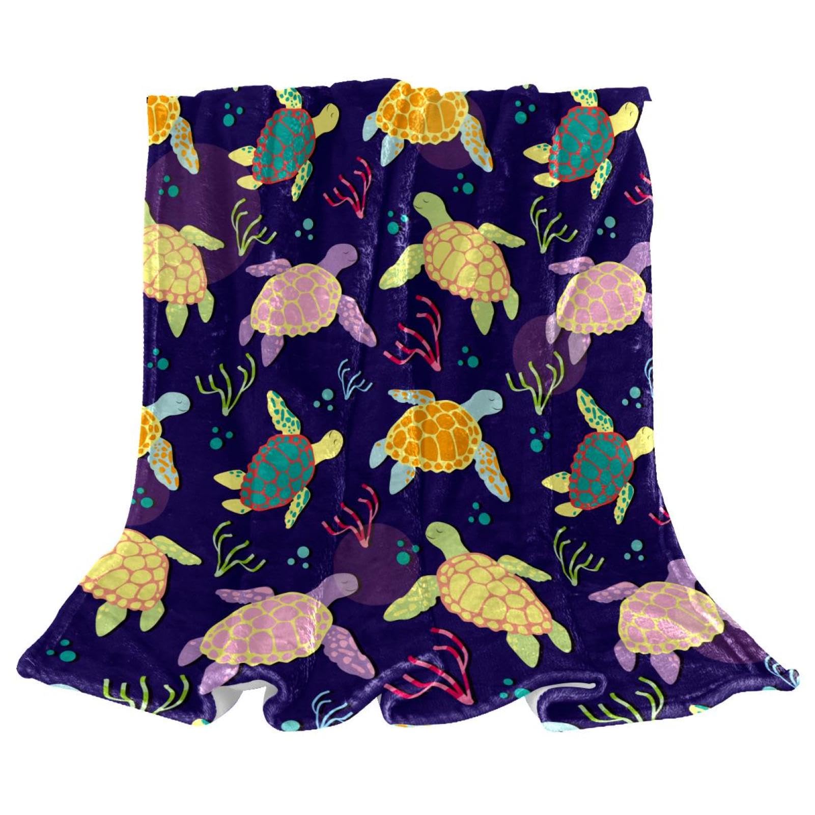 Plaid algue tortue 150x100 contre le froid : couverture chaude canapé
