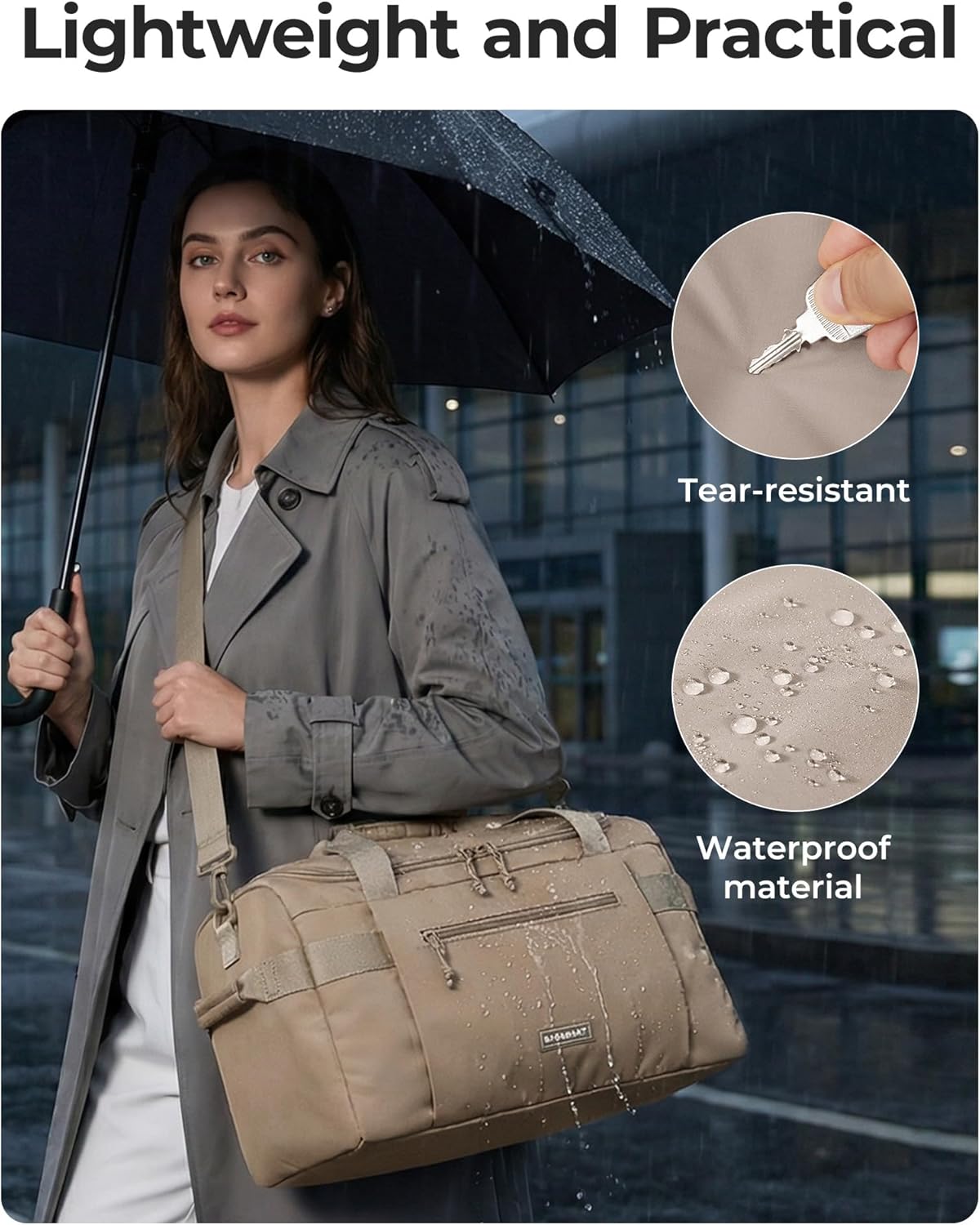 BAGSMART Travel Duffel Bags for Women, 32L Gym Duffle Bag with Laptop Compartment, Carry On Weekender Overnight Bag, Shoe Bag, PVC Wet Pocket, Black