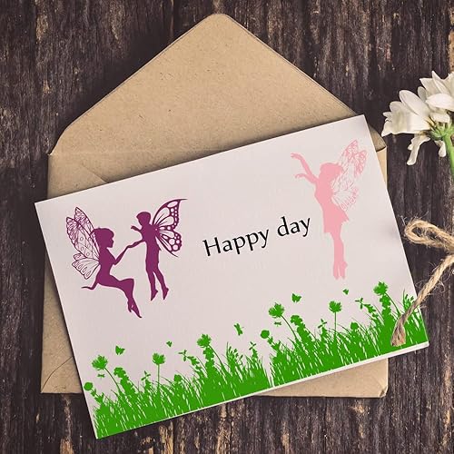 Miniatura 3 de ABTOLS Sellos transparentes de hada de mariposa para hacer tarjetas sellos de goma transparente de elfos fondo de flores sello reutilizable de