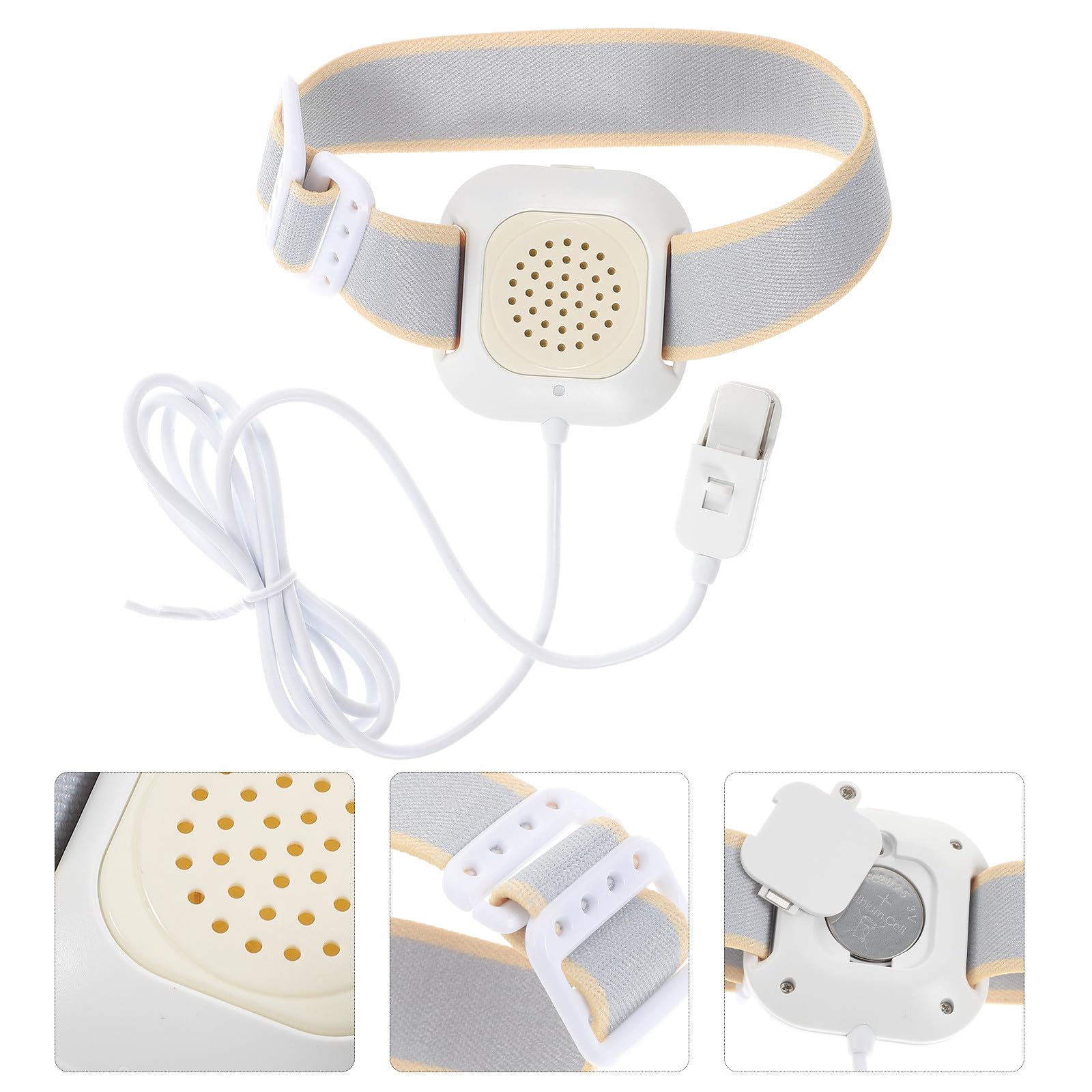 SECFOU Alarme D’énurésie Nocturne Vibration et Son, Capteur D’urine Ajustable Unisexe, Blanc, pour Bébés, Garçon et Filles et Adultes – Dispositif de Surveillance Pratique