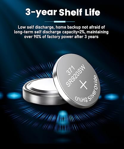 Miniatura 5 de Batería de reloj 371 SR920SW AG6 370 371 botón de larga duración 1.55V baterías de óxido de plata 10 unidades