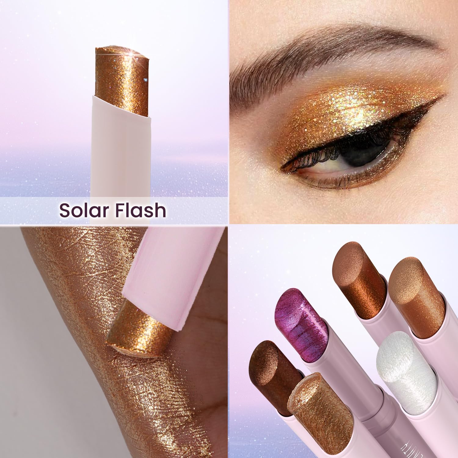 Swiss Beauty Jelly Verse Eyeshadow Glow Stick | Rich Colour Payoff | Crease-Proof | Sparkling Shine | 6 Stellar Shades | Shade- 3. Solar Flash, 3g 17 71dk9cWsOpL. SL1500