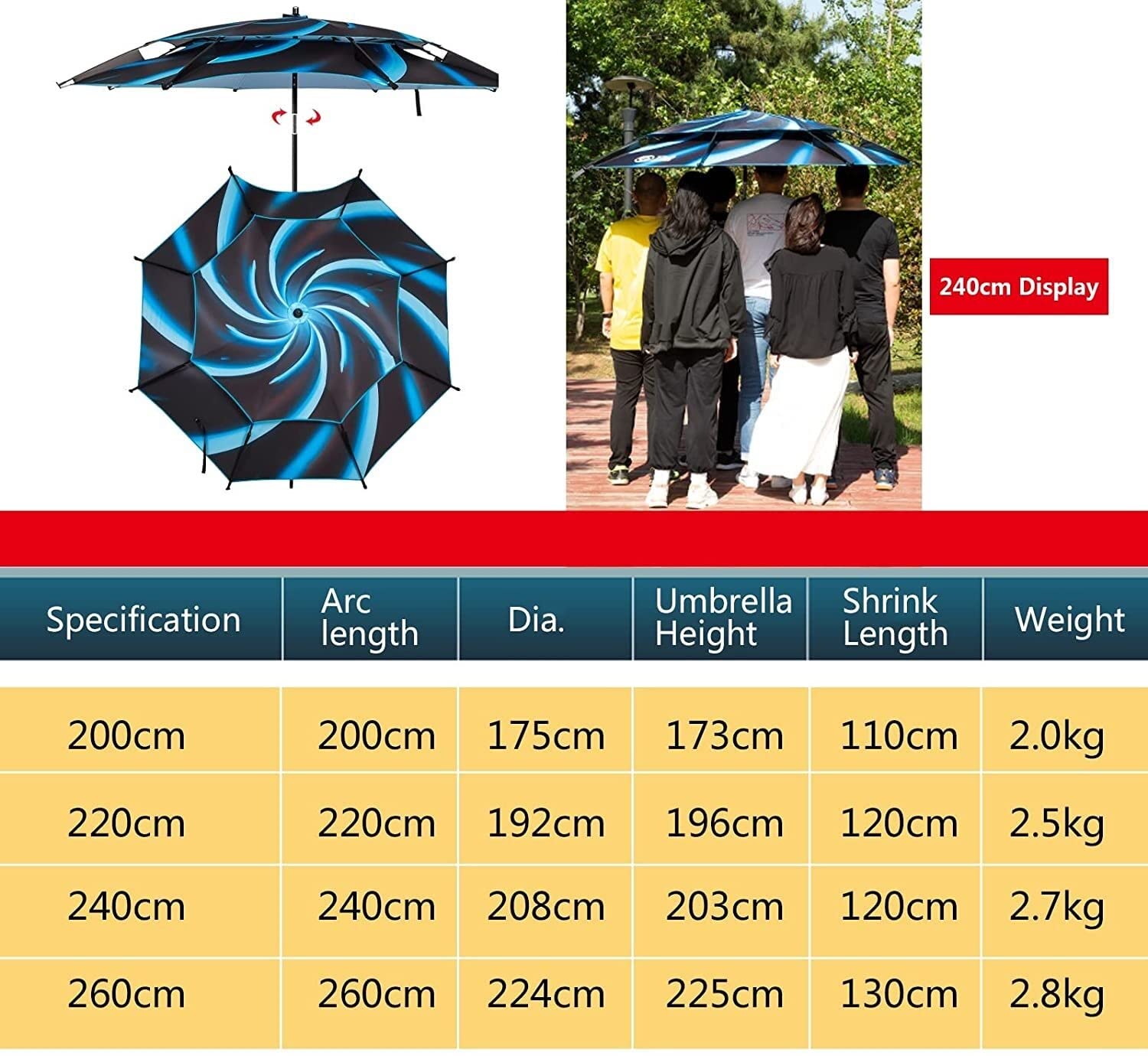 HXR parasol wędkarski Parasol parasolowy dla rybołówstwa na świeżym powietrzu parasole golfowe kempingowe kemping parasol wędkarski (Color : Blue, Size : 200cm/6.6ft)