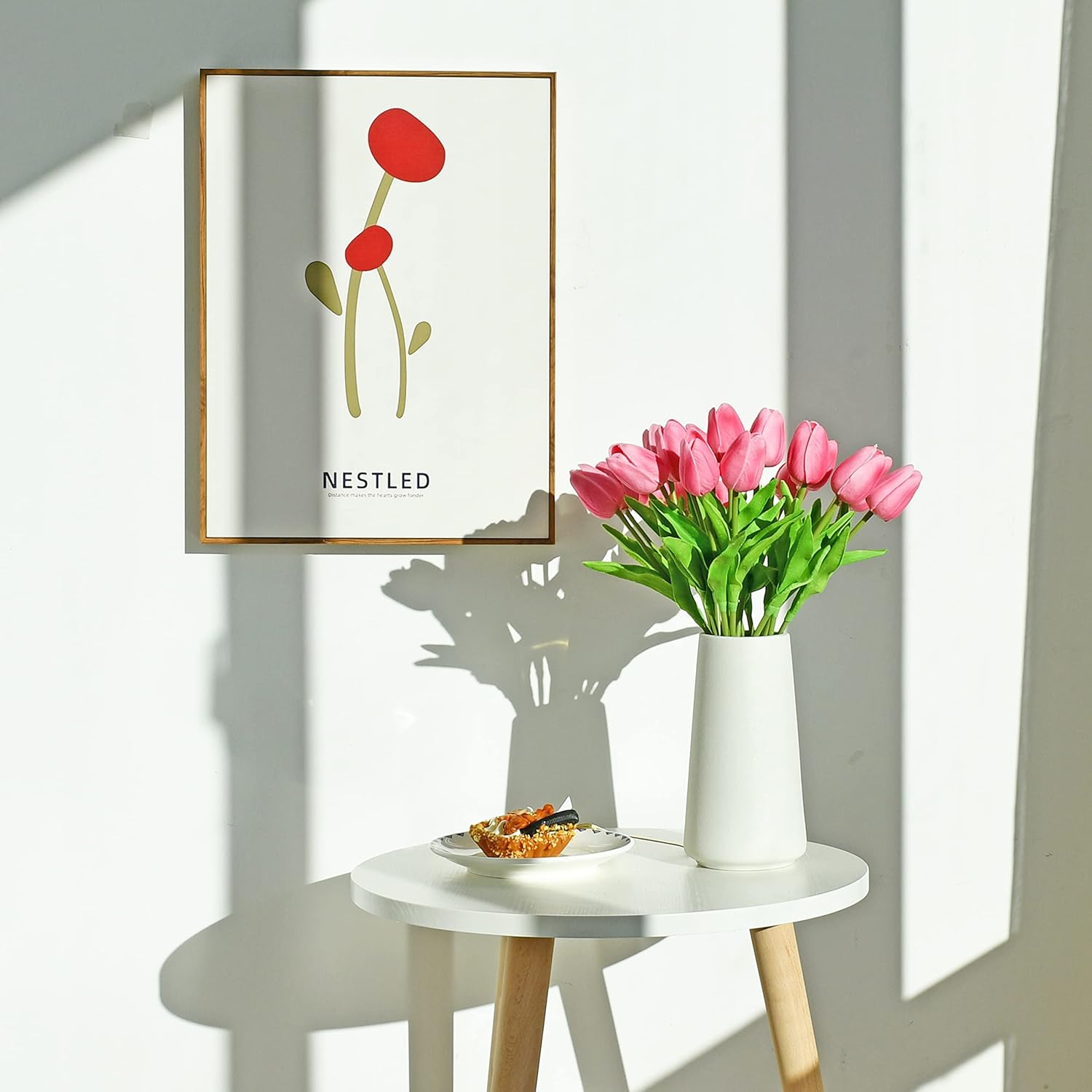 ONLY ART Artificial Pink Tulips 20 Pcs – 13.5 Inch PU Faux Flowers with Bendable Stems for Home Décor, Wedding Centerpieces, DIY Floral Arrangements, New Year and Valentine's Day - Image 6