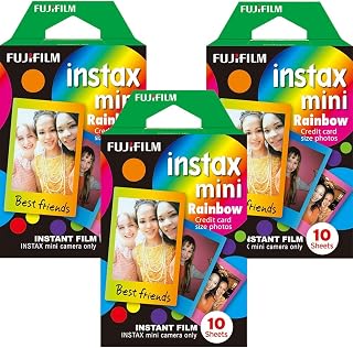 Fujifilm Instax Mini Film Variety Pack: 50 Sheets Rainbow, Mermaid Tail, Black & More for Instant Cameras