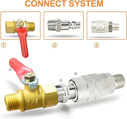 Miniatura 5 de GASHER 10PCS 304 acero inoxidable 14 "NPT macho, enchufe de aire industrial, 14" de alto flujo de enchufes neumáticos