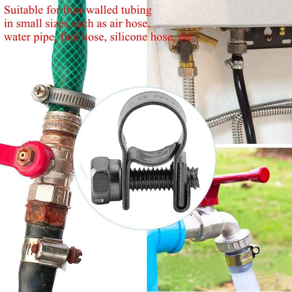 Hose Clamps, 10Pcs Stainless Steel Mini Fuel Line Pipe Hose Clamp Clip 6mm-20mm Optional Size (6-8Mm), Silver - Image 4