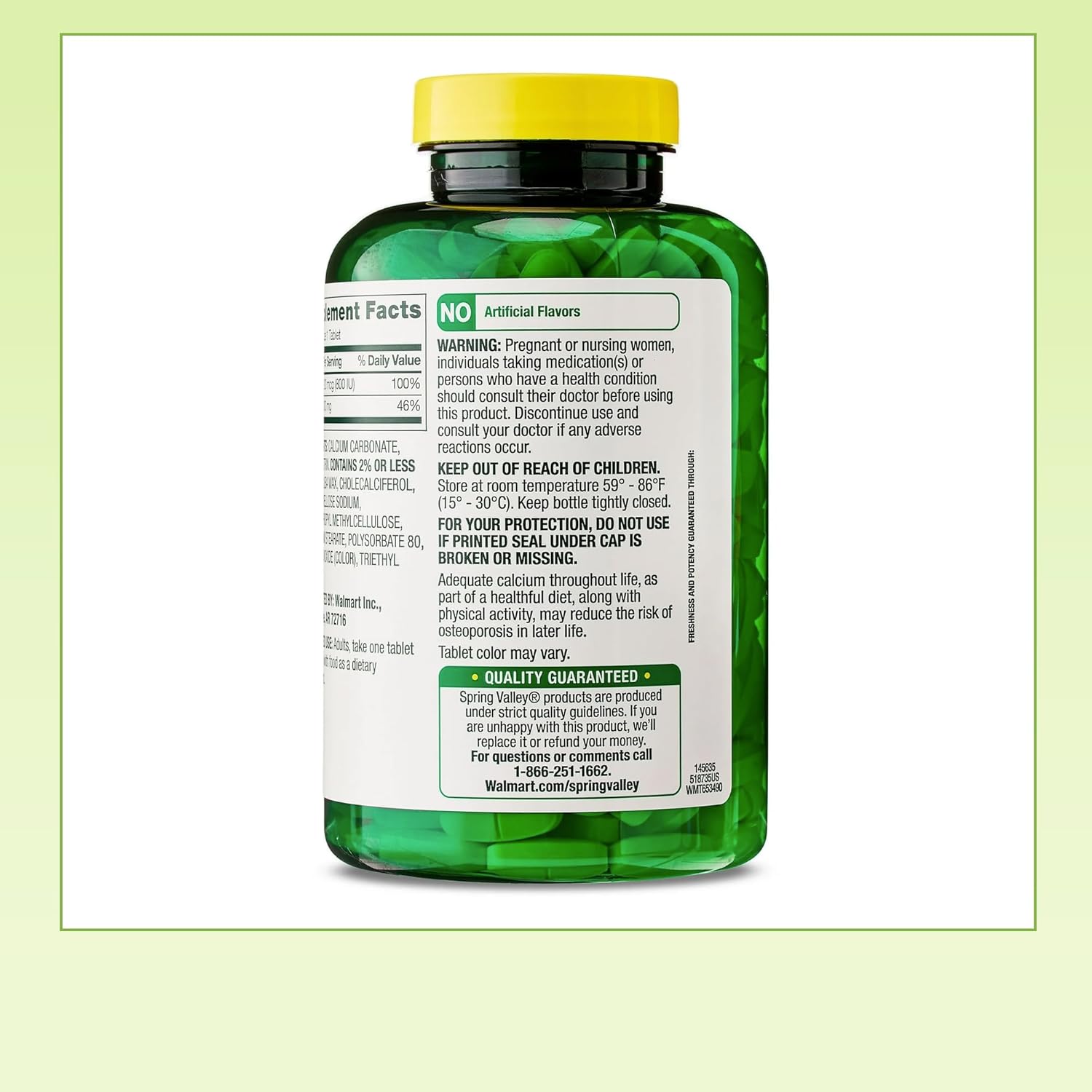 Spring Valley Calcium Plus Vitamin D Tablets Dietary Supplement, Bone Health, VIT D 20 mcg, 600 mg, 250 Count + Exclusive VitaMax Vitamin Guide (2 Items)