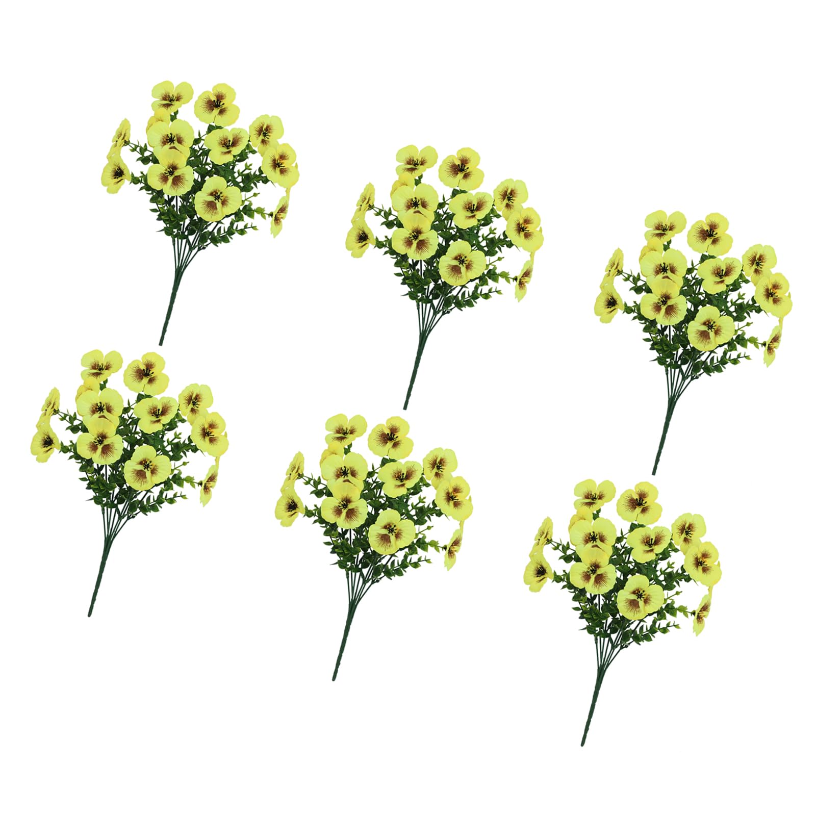 NVOQILIN Artificial Pansies and Eucalyptuses Sprays Bundles Set of 6 Stems Hotel Decoration Flower for Table Centerpieces Silk Flower