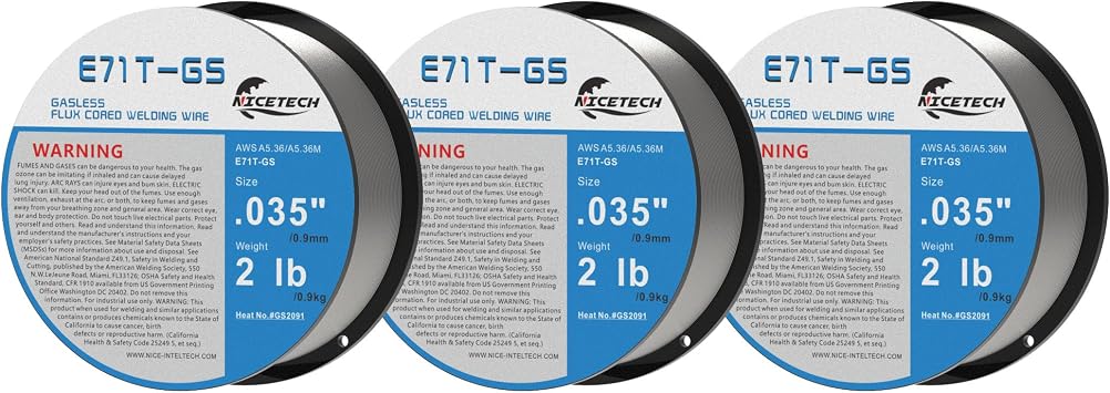 Gasless Flux Cored Welding Wire, Carbon Steel, E71TGS 3PK, .035", 2LB