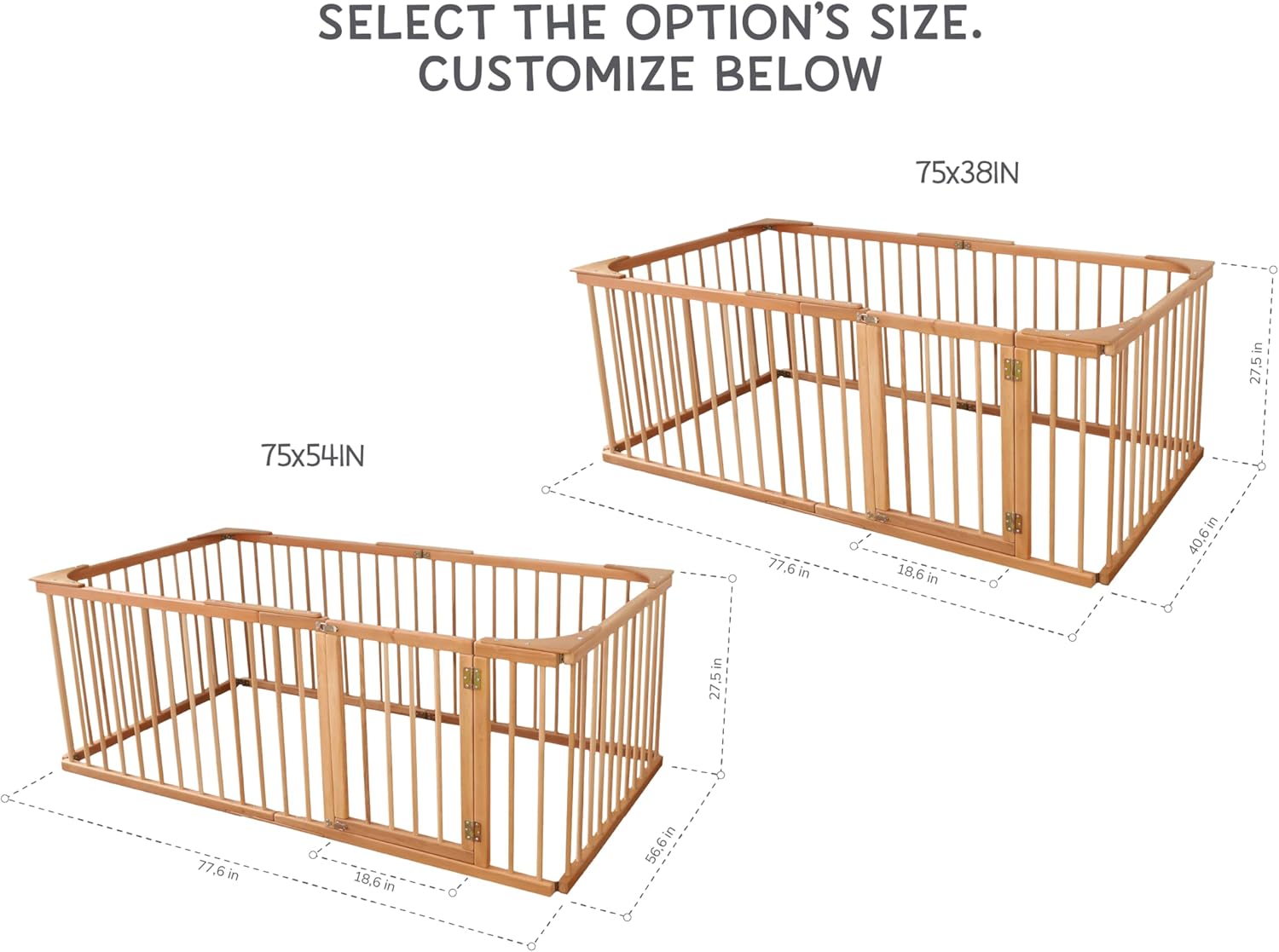 BUSY WOOD Toddler Bed - Transformable Playpen Bed - Full Size Bed Frame - Toddler Floor Bed Play Pen - Platform Bed for Kid - Queen Wooden Play Gym (Model 22)