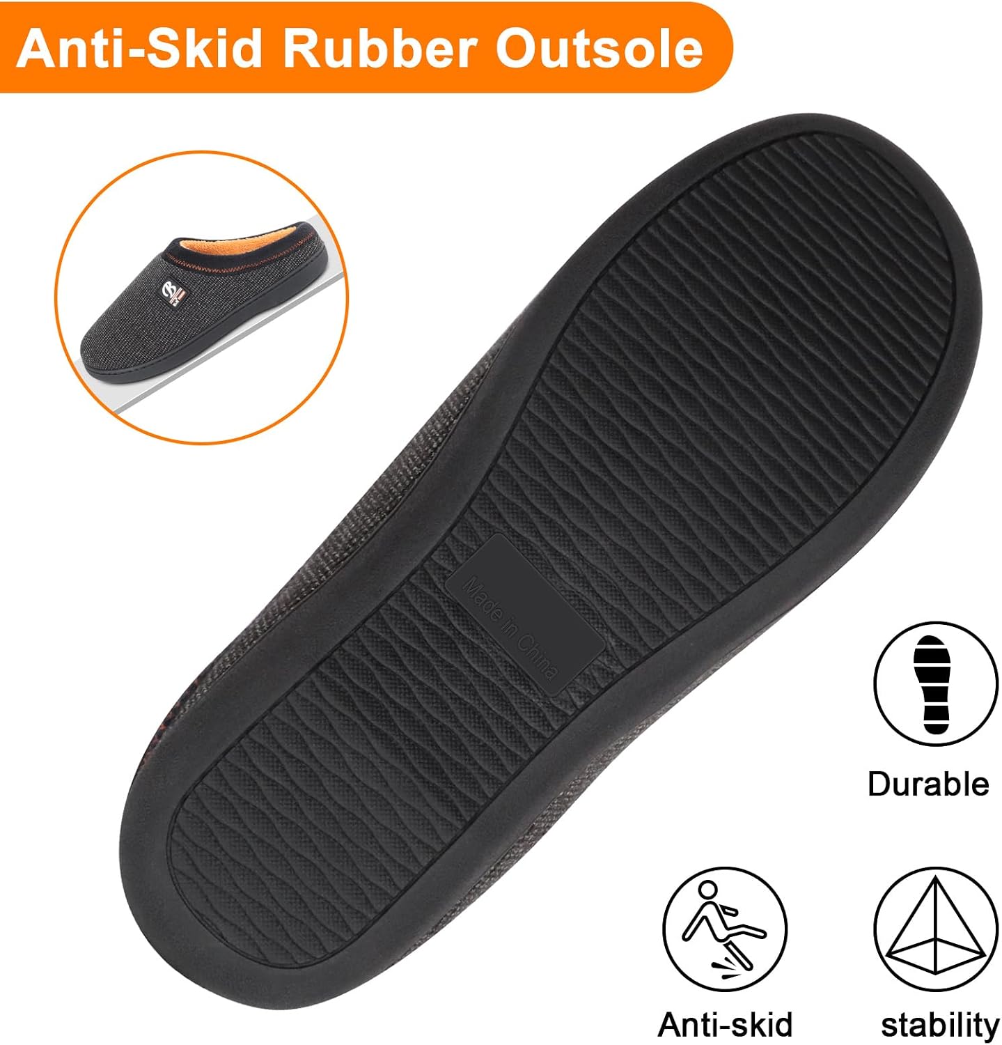 BIAL Men's Slippers, Memory Foam Slippers, Non-Slip, Warm, Plush Lining, for Indoor and Outdoor Use image 5