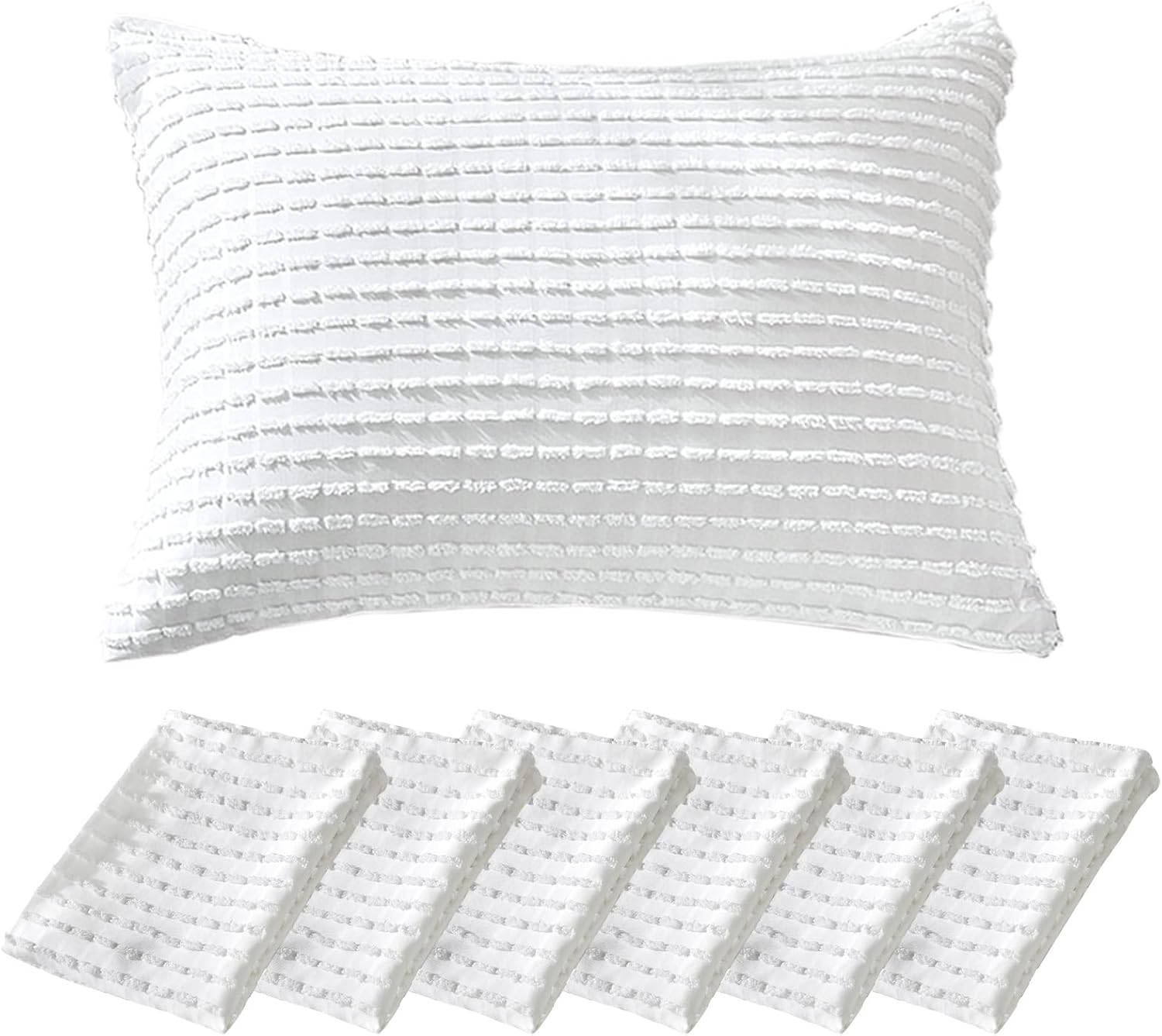 WARMDERN White Pillow Covers King Pillow Cases Soft Microfiber Pillow Cases Set of 6 Boho Textured Pillowcase with Envelope Closure(White, King, 6 Pack)
