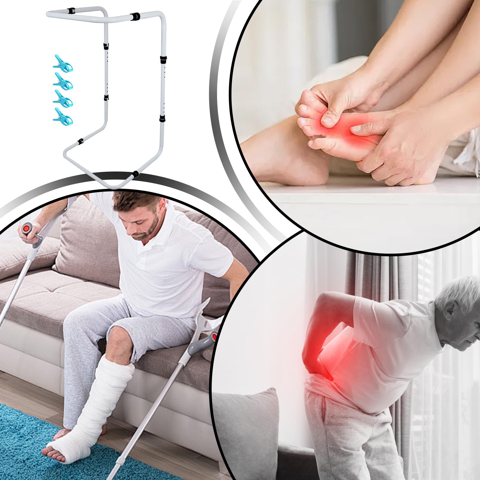 Elevador de Sábanas para Extremidades Herramienta Ajustable de Acero al | Accesorios para Barandillas de Cama Hospitalaria, Ayuda para Elevar Mantas para Familiares y J