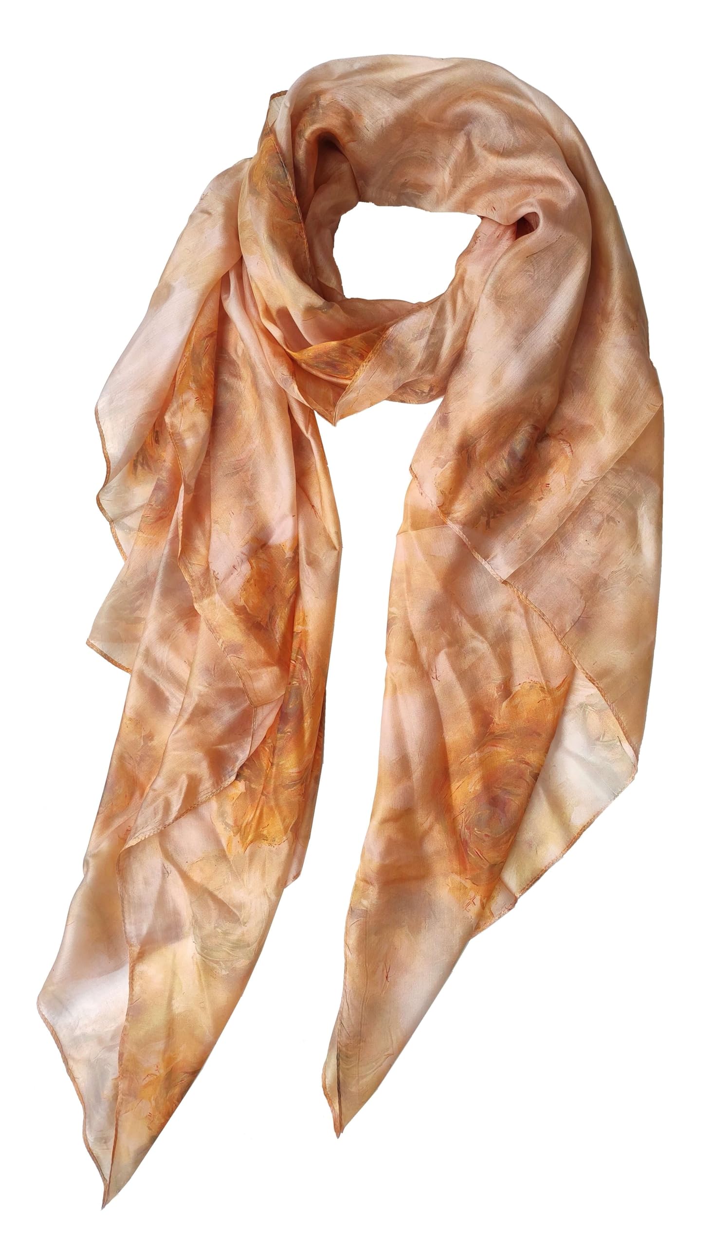 SeaBright Damen Schal Tuch 100% Seide Seidenschal Chiffon Paj dünn leicht transparent 4 Momme SC-S-BH-2405-1 Rose Bernstein Gold Gelb