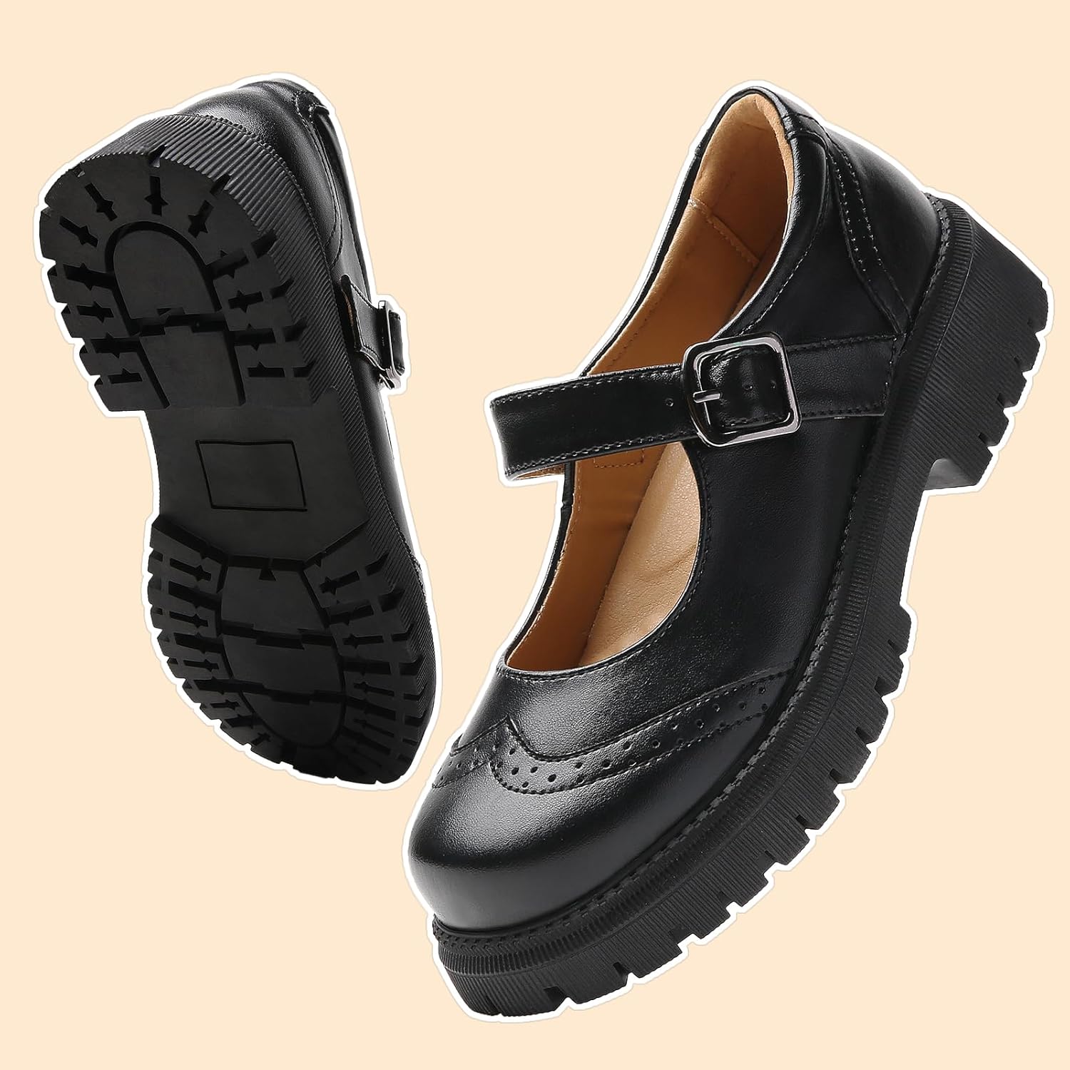 Mary Jane Shoes Women Mary Janes for Women Platform Ladies Non Slip Chunky Maryjane Flats Shoe Casual Dress Comfortable School Shoes - Image 5