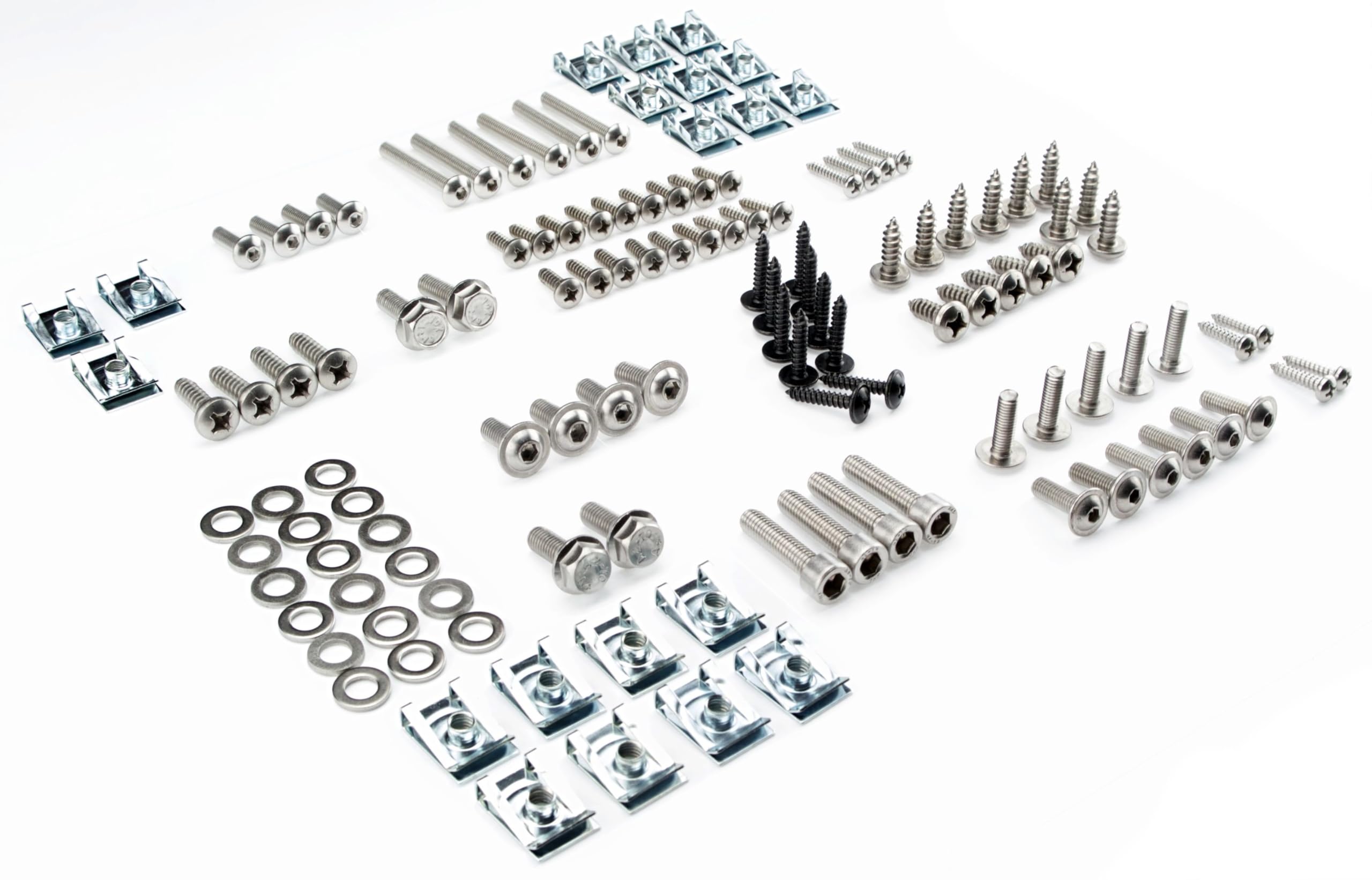 Sr 50 Schrauben Verkleidung Edelstahl rostfrei Schraubenset Satz 20 Clipse - 125 Bauteile