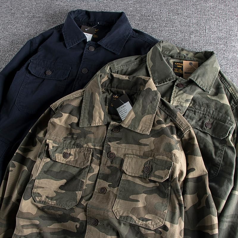 Chaqueta de camuflaje para hombre ligera de algodón manga larga invierno 2