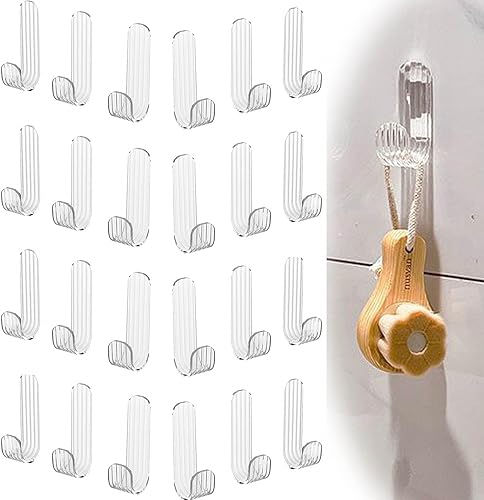 24 ganchos de pared grandes de plástico resistente con cinta adhesiva para colgar sombreros, calendario, decoraciones de Navidad. Ganchos de pared