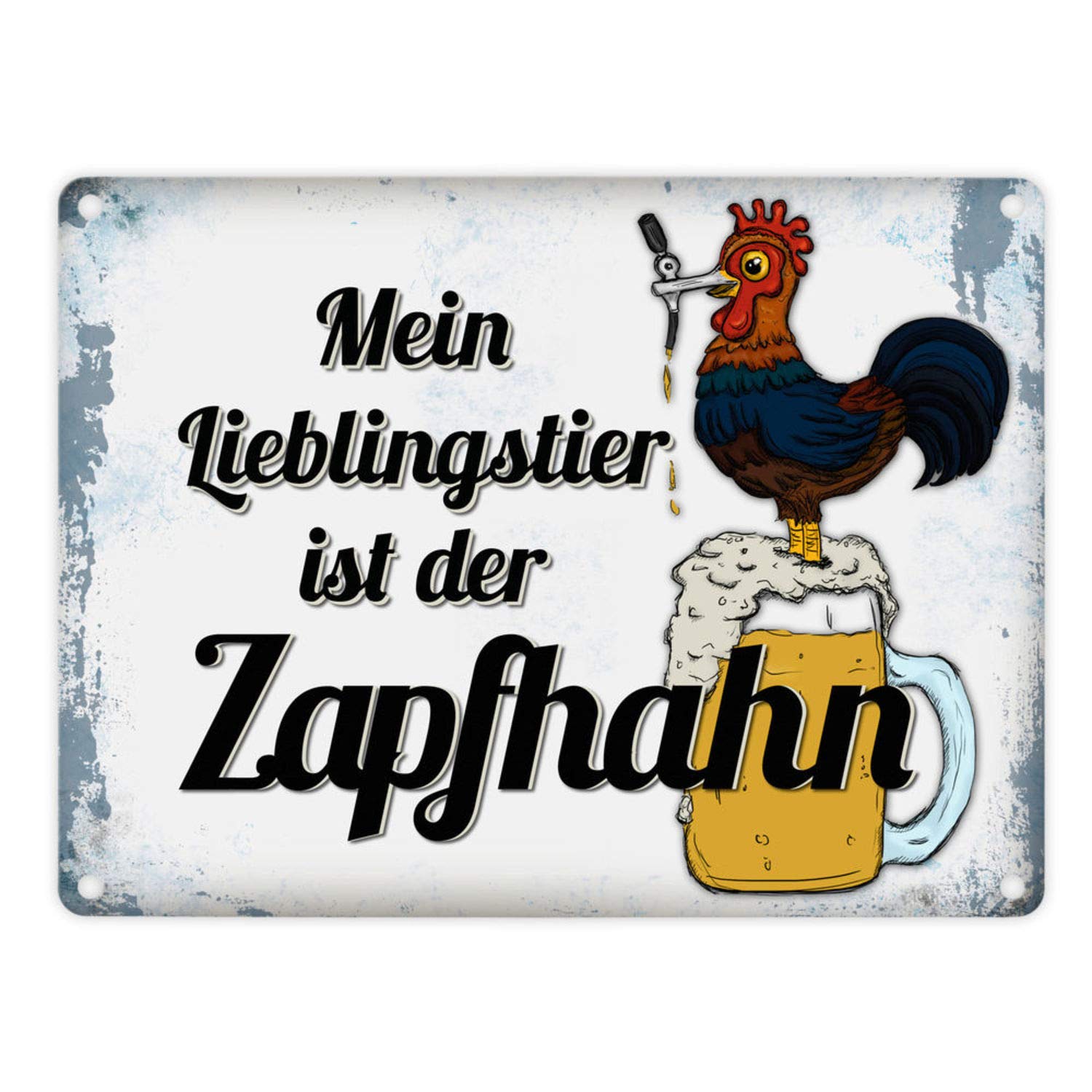 trendaffeMetal Sign with Saying: Mein Lieblingstier ist der Tapfahn Aluminium Advertising Sign Beer Bar Counter Taper Drink Pub Tin Sign Decoration or