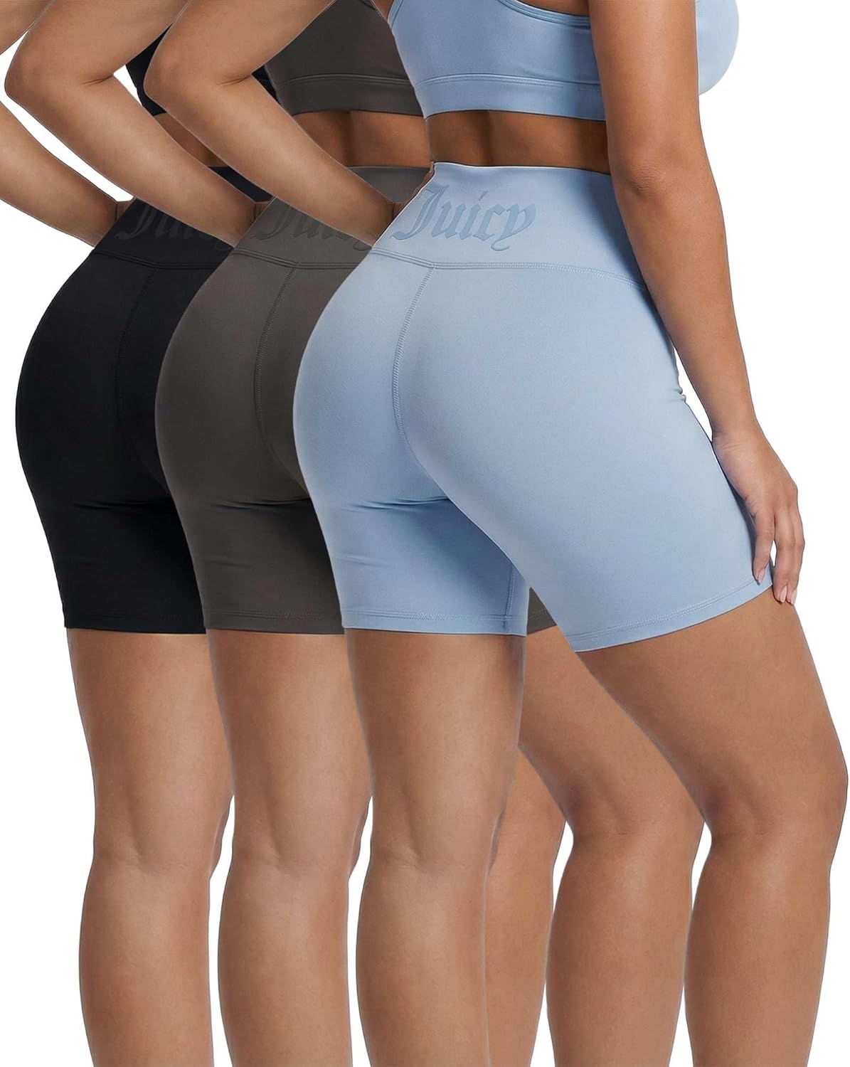 Juicy Couture Women's 3 Inch Biker Shorts High Waisted Athletic Workout Compression Cycling Gym Yoga Running