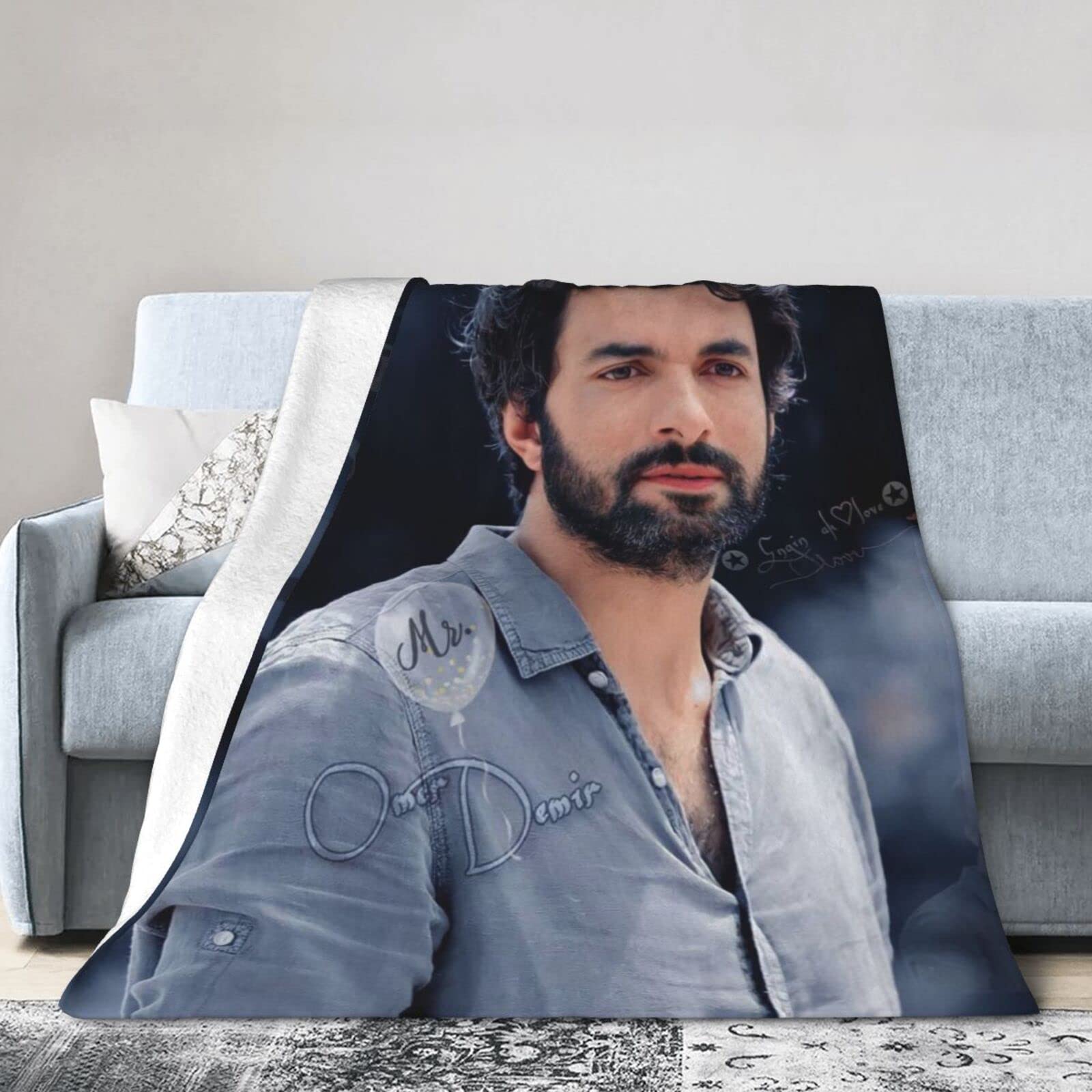 YINGD Engin Actor Akyürek Blanket, Ultra Soft Lightweight Flannel Fleece Throw Blankets Warm Air Conditioning Blanket For Couch Sofa Bed 150CM X 125CM